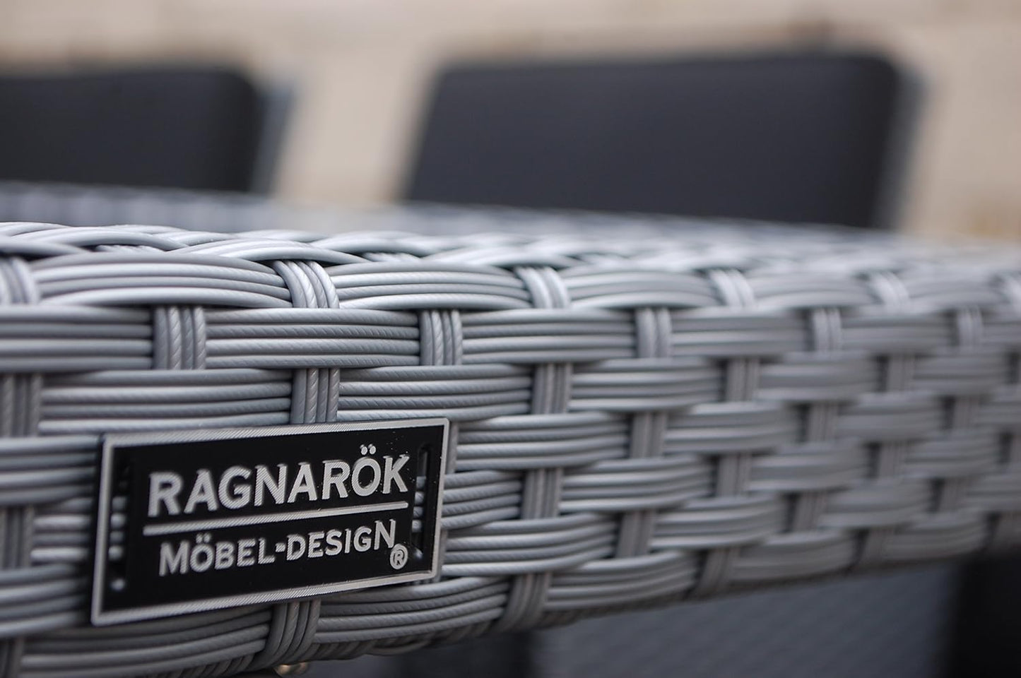 Ragnarök-Möbeldesign Heimdall Premium PolyRattan - Deutscher Hersteller - 8 Jahre GARANTIE - Aluminium Gartenmöbel Essgruppe Tisch Stuhl Hocker Platinum Grau Rostfrei Sitzgruppe