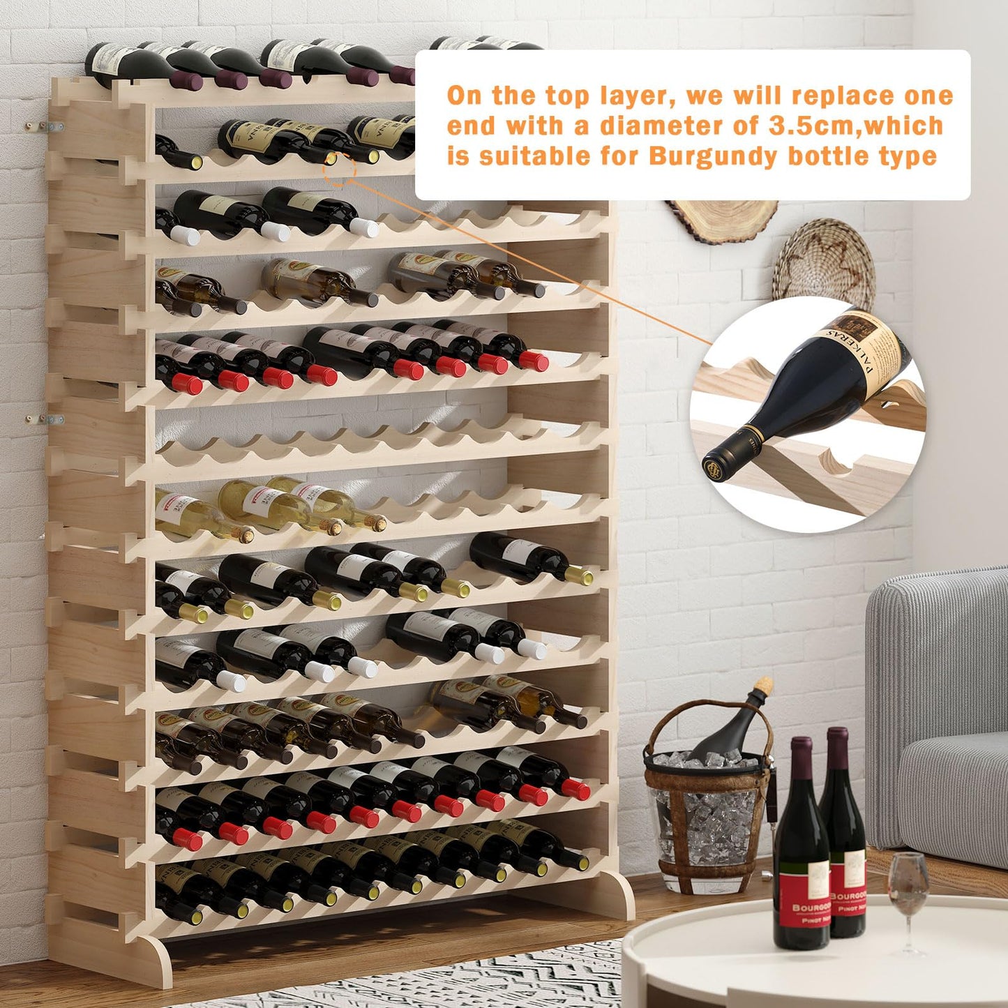 sogesfurniture Weinregal Flaschenregal mit 4 Ebenen für 32 Flaschen Wein Holzregal Weinhalter Weinständer Flaschenständer für Küche, Esszimmer, Bar, 90x30x54cm, BHEU-BY-WS4832M
