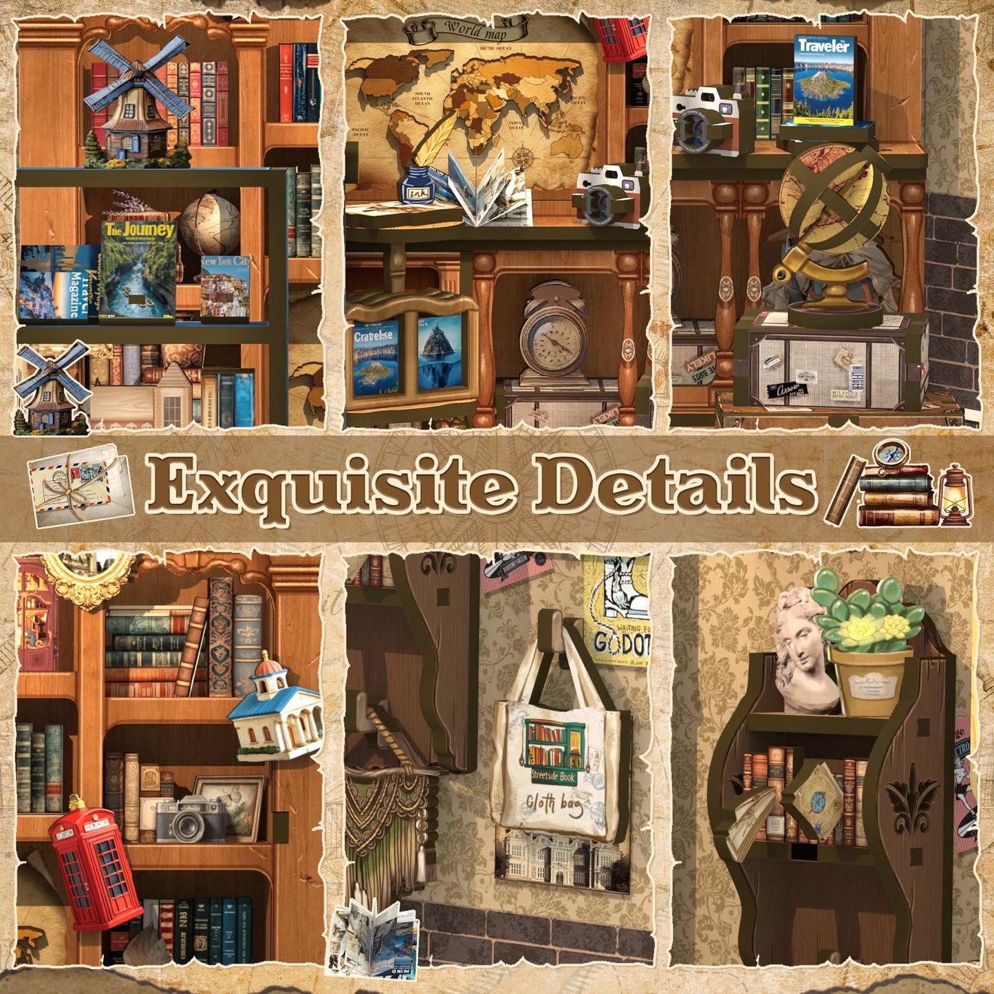 CUTEBEE Book Nook Kit – DIY Puppenhaus Häuser, Miniatur Haus Selber Bauen für Erwachsene, 3D-Holzpuzzle & Buchstütze | Kreatives Set für Bücherregal Dekor | Geschenk,199 PCS (Champs-Élysées Florist)