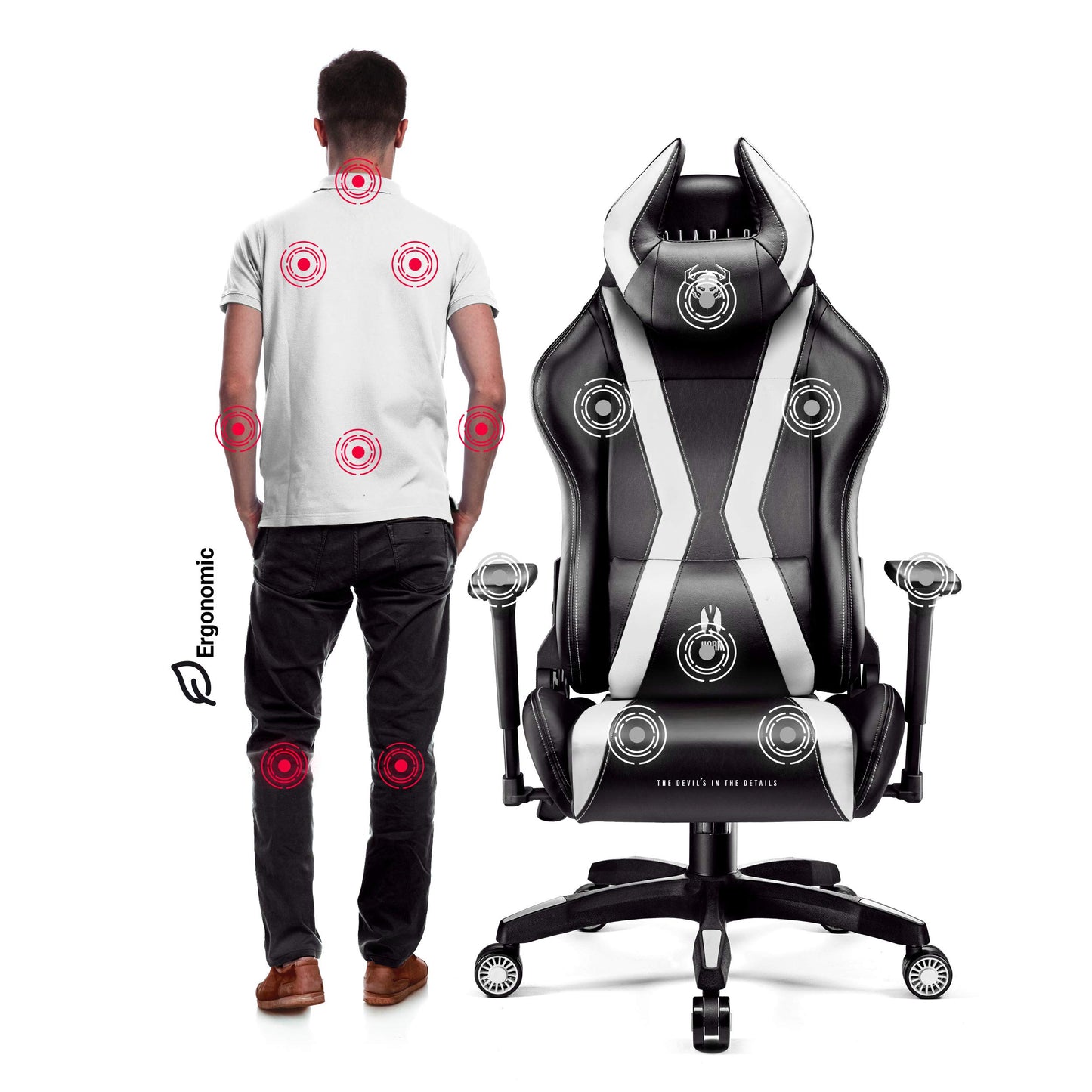Diablo X-Horn Gaming Office Chair Desk Chair 3D Armrests Ergonomic Design Neck / Lumbar Cushion Imitation Leather Rocker Function