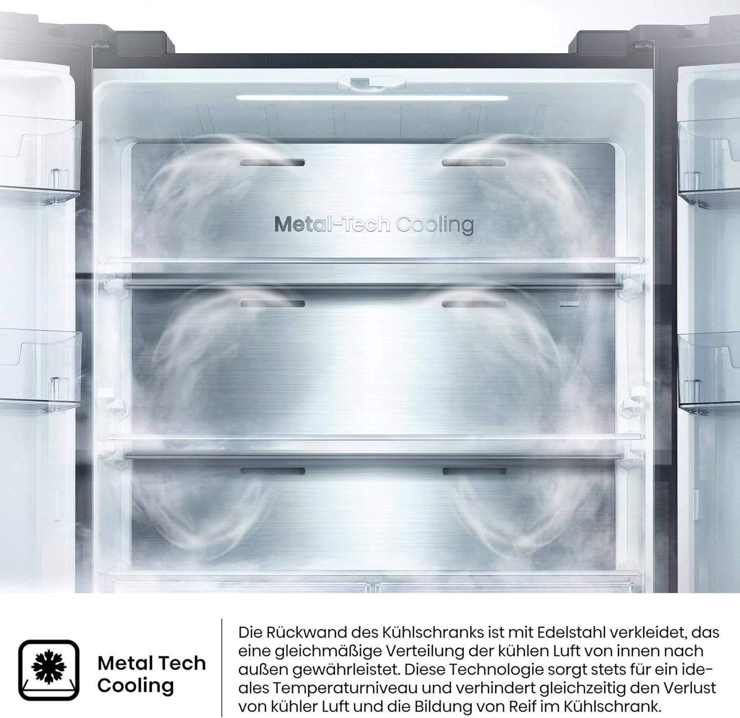 Hisense RQ5P470SAFD Cross-Door Fridge-Freezer, 304 Litre Fridge Compartment, 179 Litre Freezer, Total NoFrost, Wifi, Multi AirFlow, FastFreeze, Energy Efficiency Class D, 178.5 cm x 79.4 cm, Black