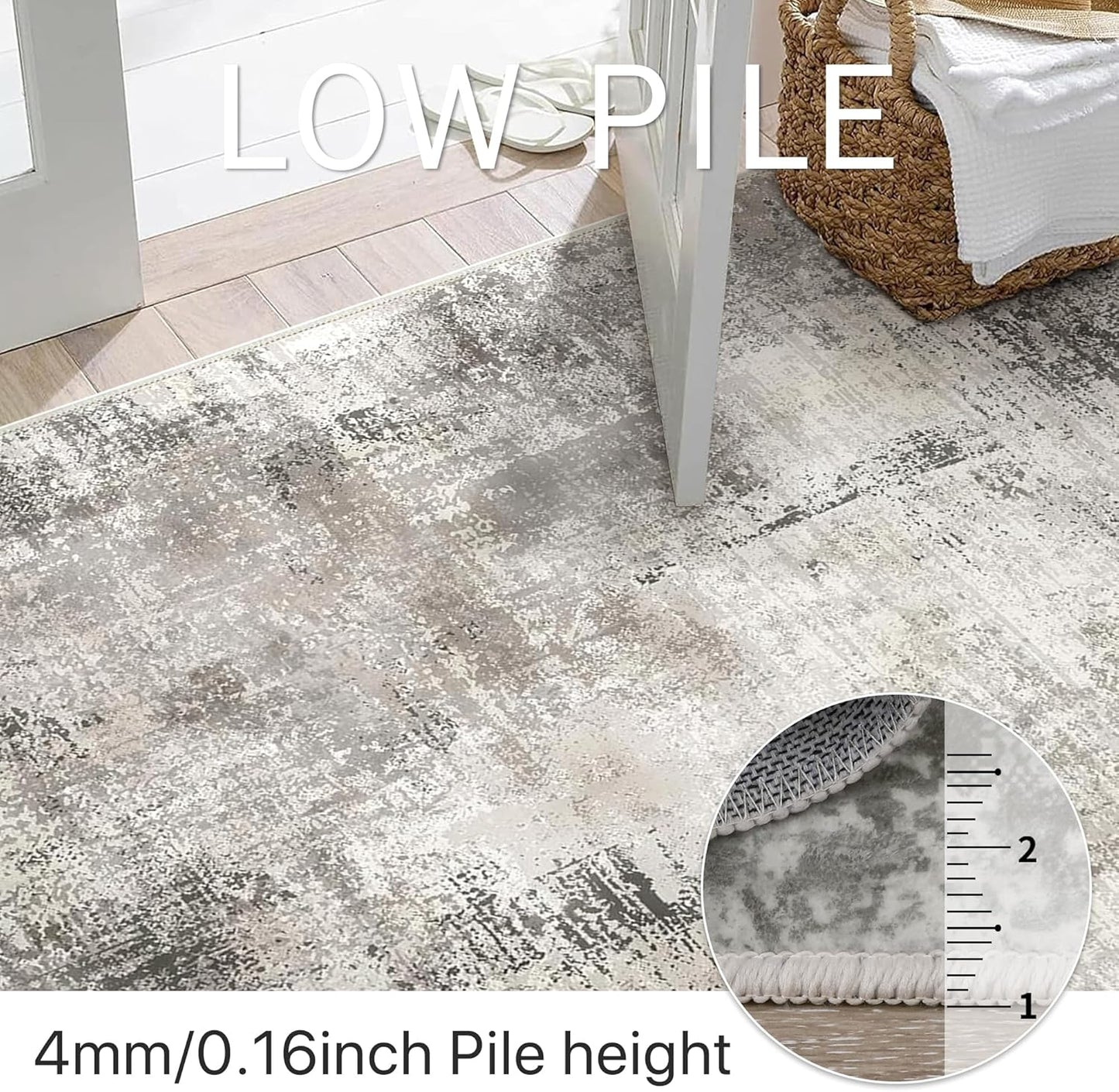 BEIMO Waschbarer Teppich Wohnzimmer, Abstrakt Design Teppich Schlafzimmer Kurzflor, Groß Teppiche rutschfest Weiche für Badezimmer Esszimmer Flur, 120x170cm