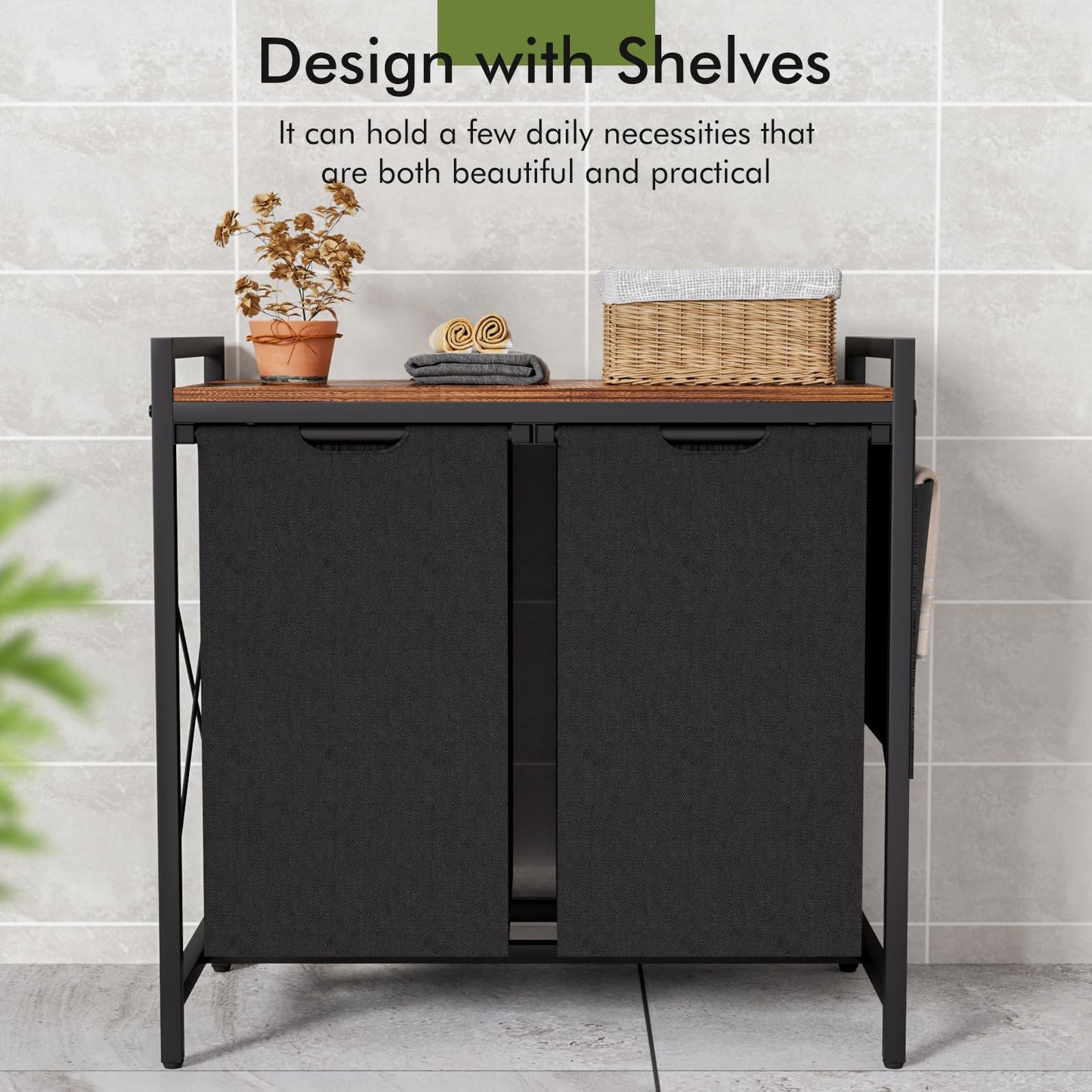 Laundry Basket, 3 Compartments, Laundry Hamper with Shelf, Total Capacity 160 L, Oxford Fabric Laundry Bag, Extendable, Removable, Laundry Box with Side Pockets and X-Shape Holder (3