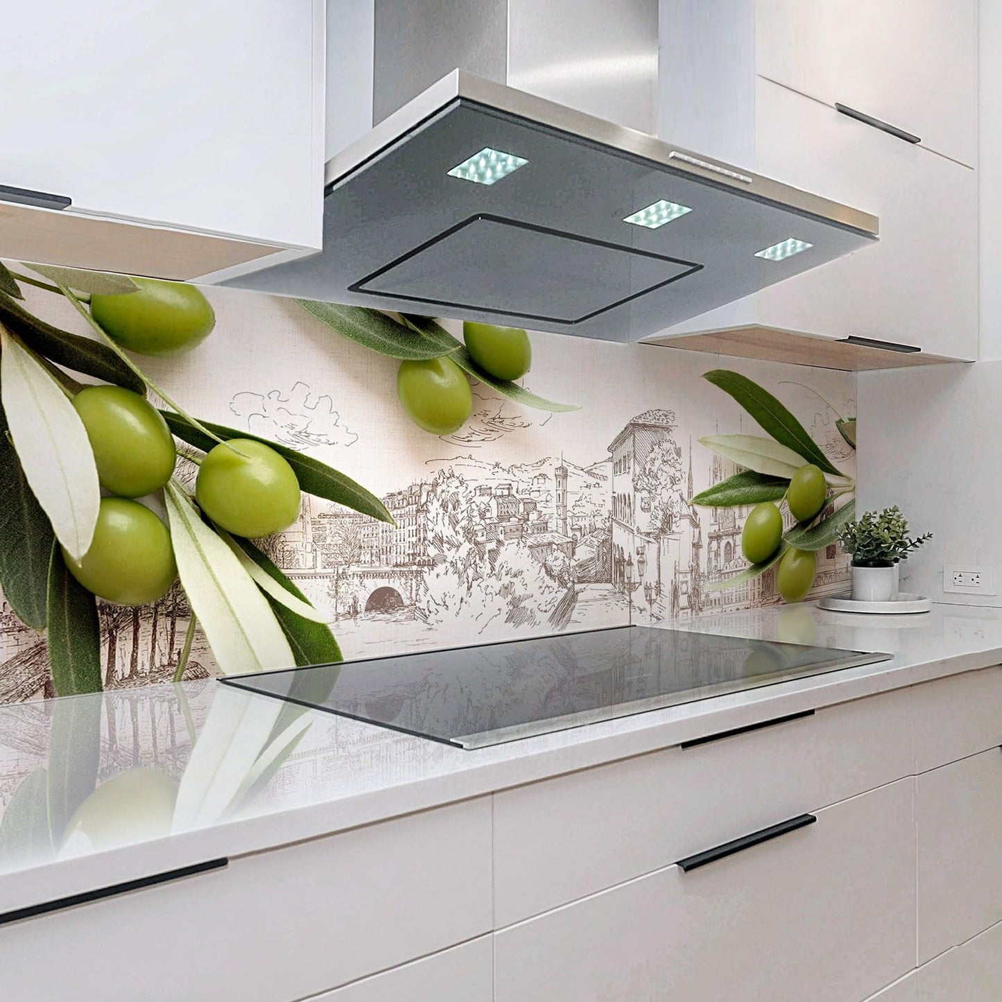 Rodnik Kitchen Splashback, Robust ABS Plastic Monolith Panel in Deluxe Quality, Direct Print, Choice of Motifs (Ice Cubes and Cherries)
