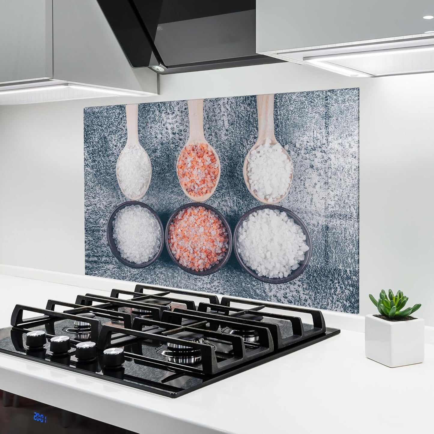 ARTHUB® Küchenrückwand aus Glas 50x70 cm, 5mm ESG | Spritzschutz, Glasplatte, Herdspritzschutz, Wandschutz für Herd, Hartglas, Lebensmittel, Gewürze, Heart Spice Powders