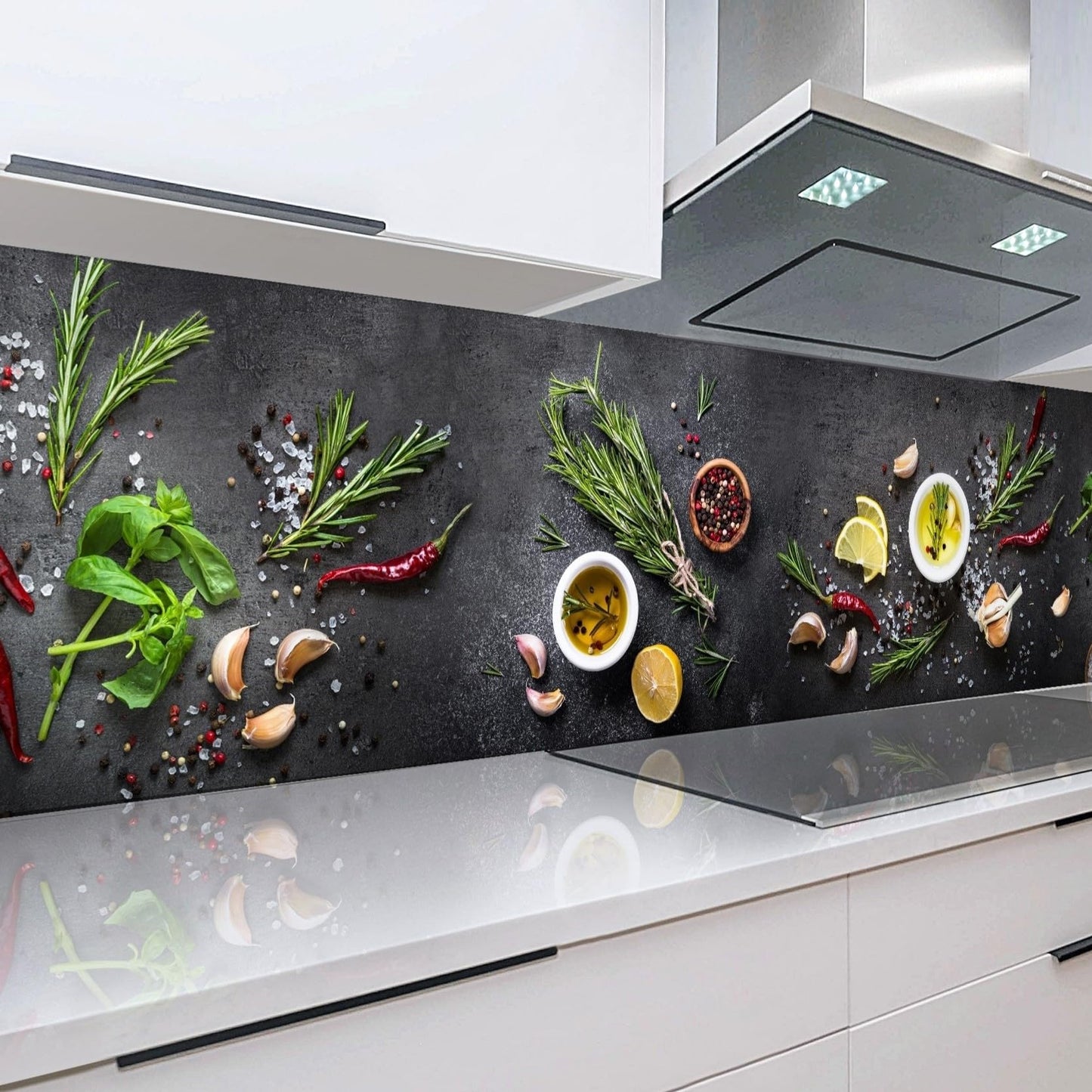 Rodnik Kitchen Splashback, Robust ABS Plastic Monolith Panel in Deluxe Quality, Direct Print, Choice of Motifs (Ice Cubes and Cherries)