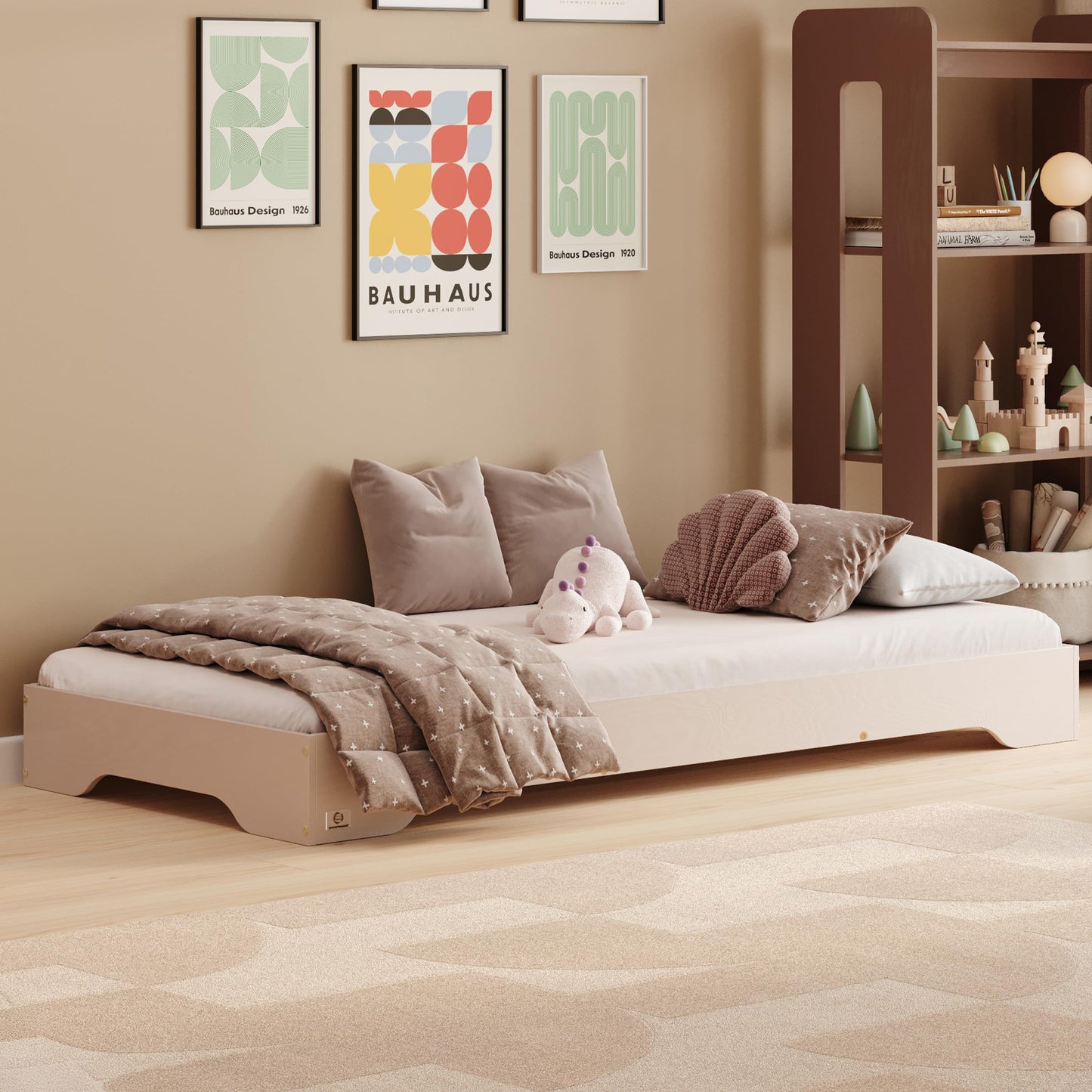 smartwood Kinderbett 90x190 Schwarz - Bodenbett aus Kiefernholz mit FSC-Zertifikat - Montessori Bett mit gebogenem Lattenrost bis zu 230 kg für Jungen und Mädchen - Einfache Montage - TILA 7