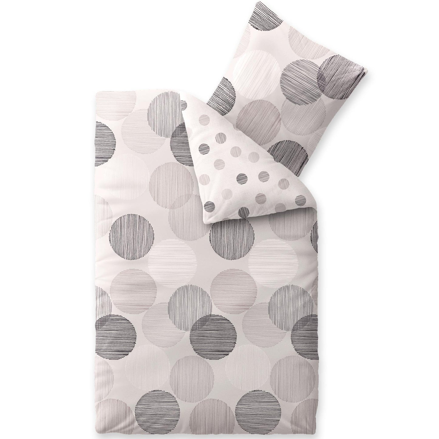 CelinaTex Touchme Flannelette Bed Linen, 135 x 200 cm, 2-Piece Cotton Duvet Cover Set, Bedding Set for Summer and Winter, All Year Round, Easy Care, Filia Dots, Beige/White/Grey/Anthracite