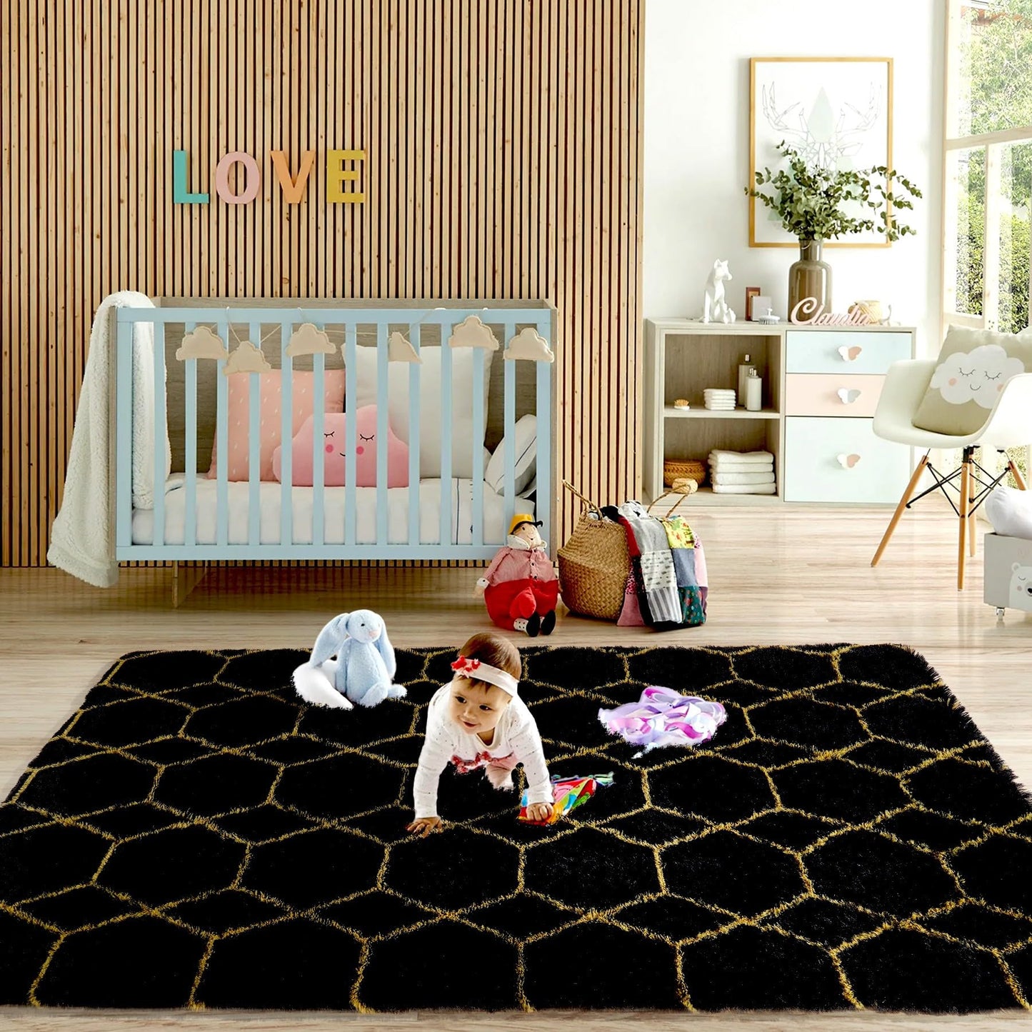BYBSRLL Checked Rug Pink and White 120 x 180 cm High Pile Soft Fluffy Cuddly Rug Washable Rug Living Room Bedroom Children's Room Girls Non-Slip Rugs for Living Room