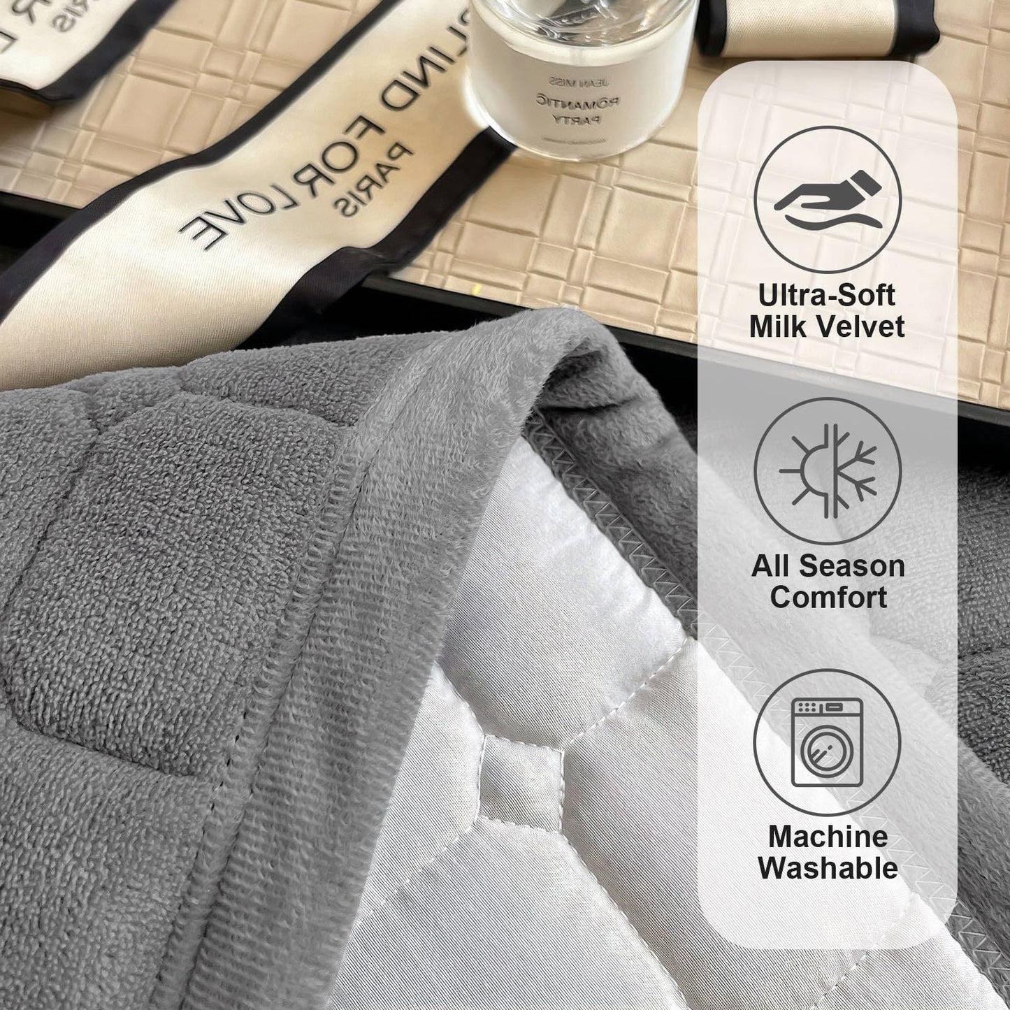 SHANNA Extra Large Duvet: Milk Velvet Soft Double Sided Duvet Ideal as Bedspread 230 x 250 cm with 2 Matching Pillowcases 50 x 70 cm (Beige)