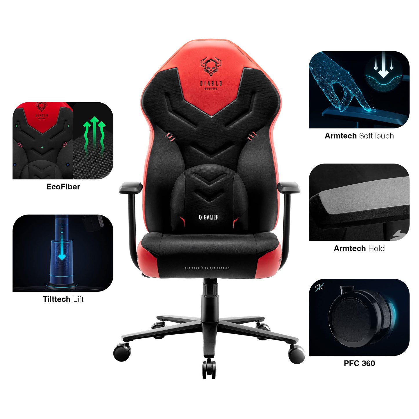 Diablo X-Gamer 2.0 Gaming Chair Office Chair Fabric Cover Ergonomic Design Lumbar Cushion Soft Pad Cushion (Pink-White)