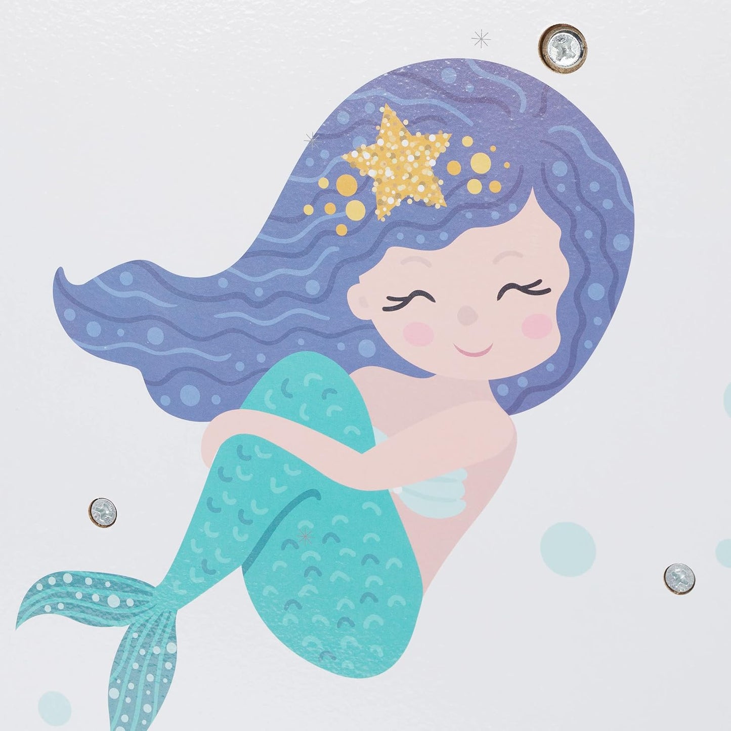 Relaxdays Children's Shelf, 9 Storage Boxes, Mermaid Motif, MDF, Plastic, Toy Shelf, Height 67 x 65 x 31.5 cm, Colourful