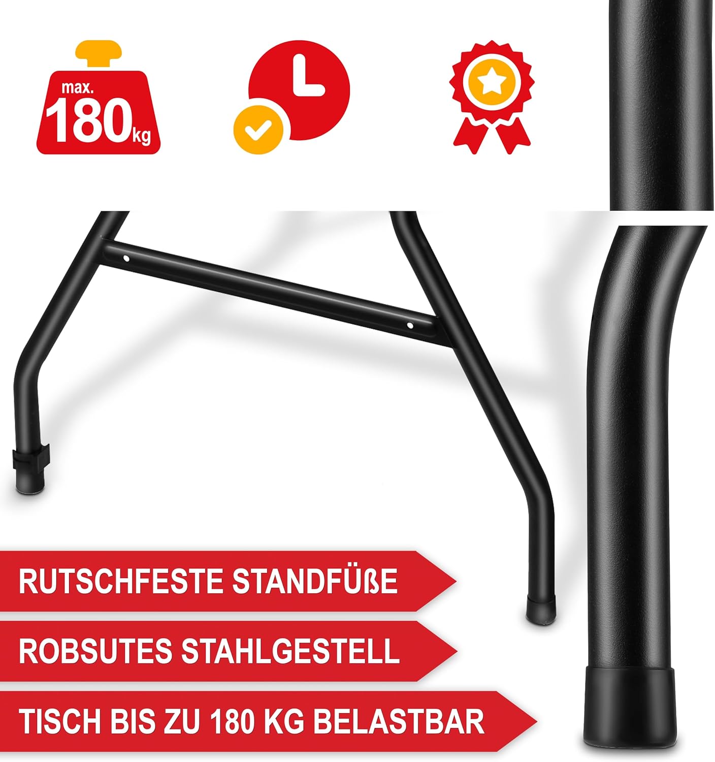 Onbest Bierzeltgarnitur in Holzoptik für 8 Personen – 3 teilig – Tisch mit 2 Bänken im Set – Biertischgarnitur aus robustem Kunststoff – klappbar – Tragegriff – 180 x 74 x 74 cm