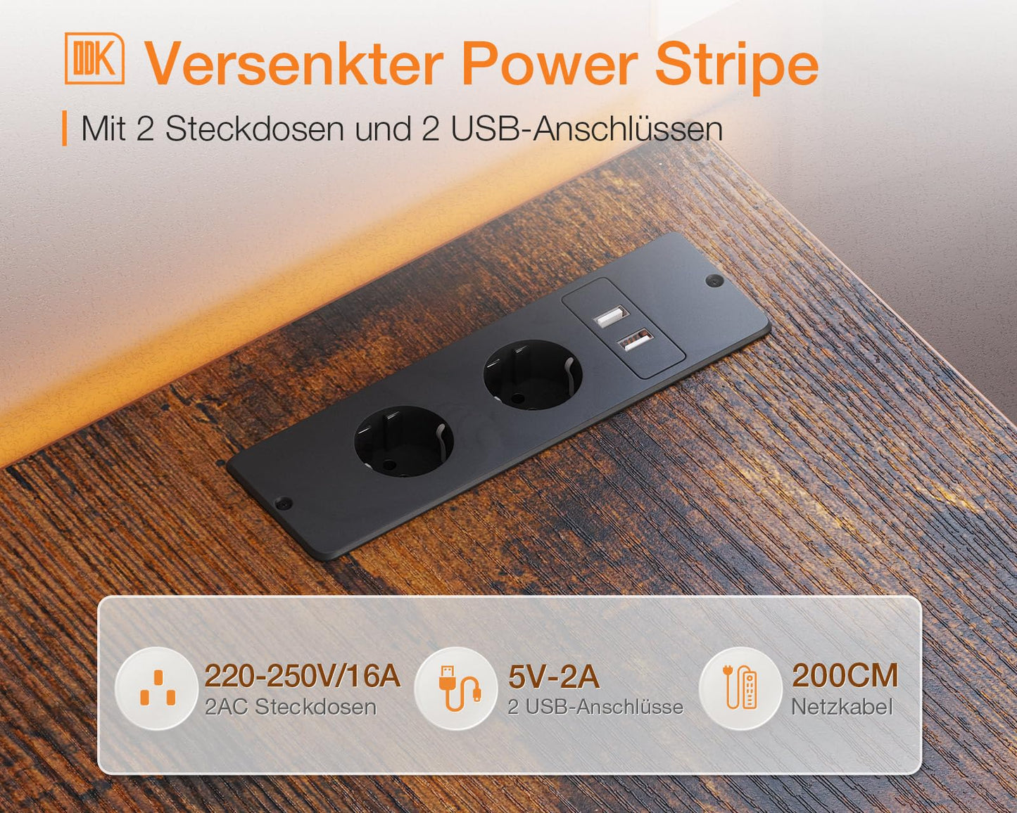 ODK Eckschreibtisch mit 4 Stoff Schubladen, 160x80cm Reversible Schreibtisch L Form mit 2 Steckdosen und 2 USB Ladeanschluss, Gaming Tisch L Form mit LED&Monitorständer für Home Office, Schwarz