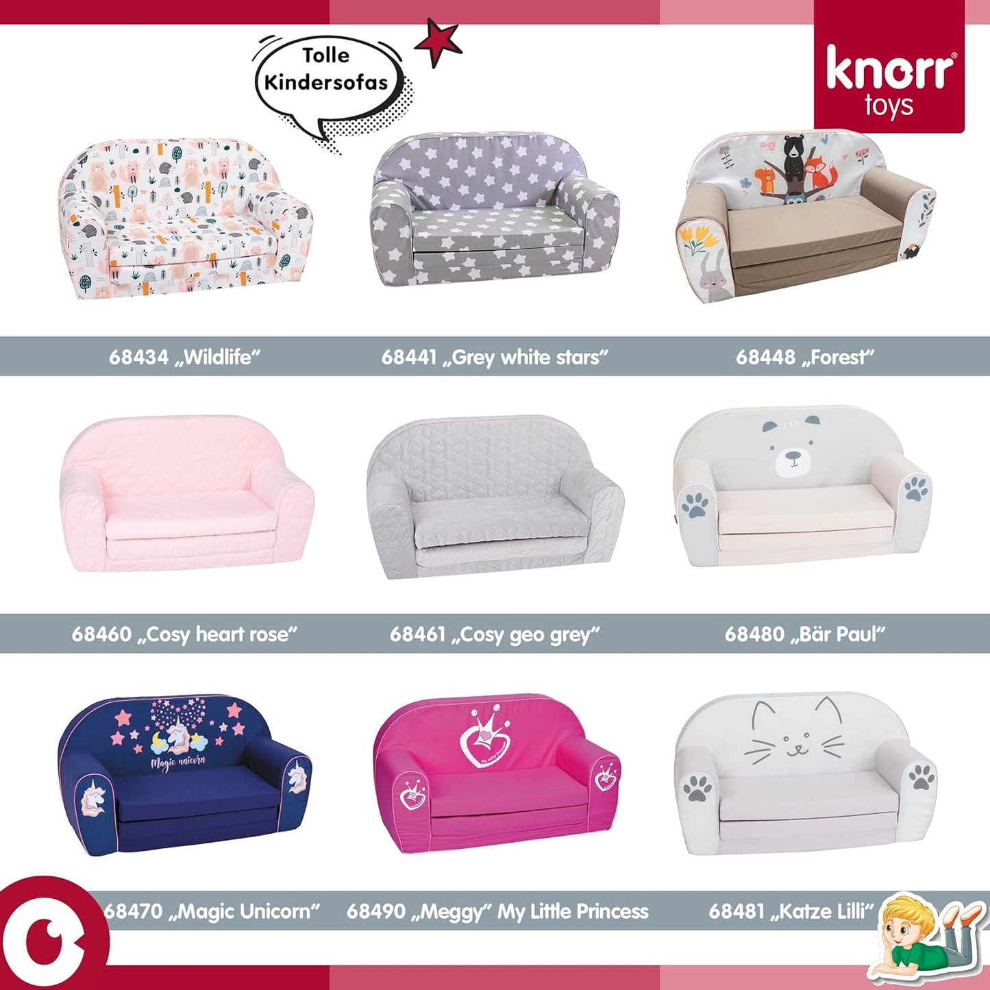 KNORRTOYS.COM Bear 68449 Children's Sofa, Grey