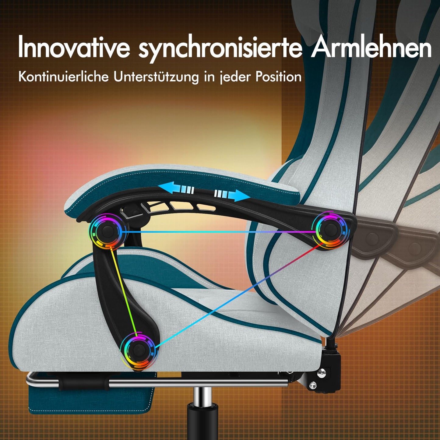 ALFORDSON Gaming-Stuhl mit Massage-Lendenwirbelkissen, ergonomischer Gamer-Racer-Stuhl mit Verstellbarer Rückenlehne, Drehstuhl mit Fußstütze, höhenverstellbar, Schwarz