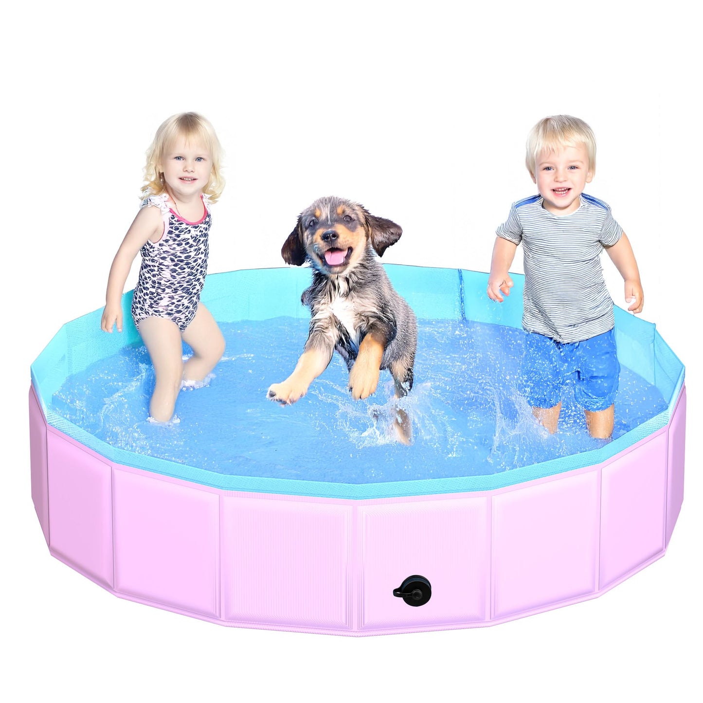 CACSPS Faltbarer Hundepool, 221 x 30,5 cm, Kinderpool mit Hartplastik, rutschfeste Hundebadewanne für den Außenbereich, Hinterhof, Faltbarer Hundepool für Kinder, Hunde, Haustiere (rot)