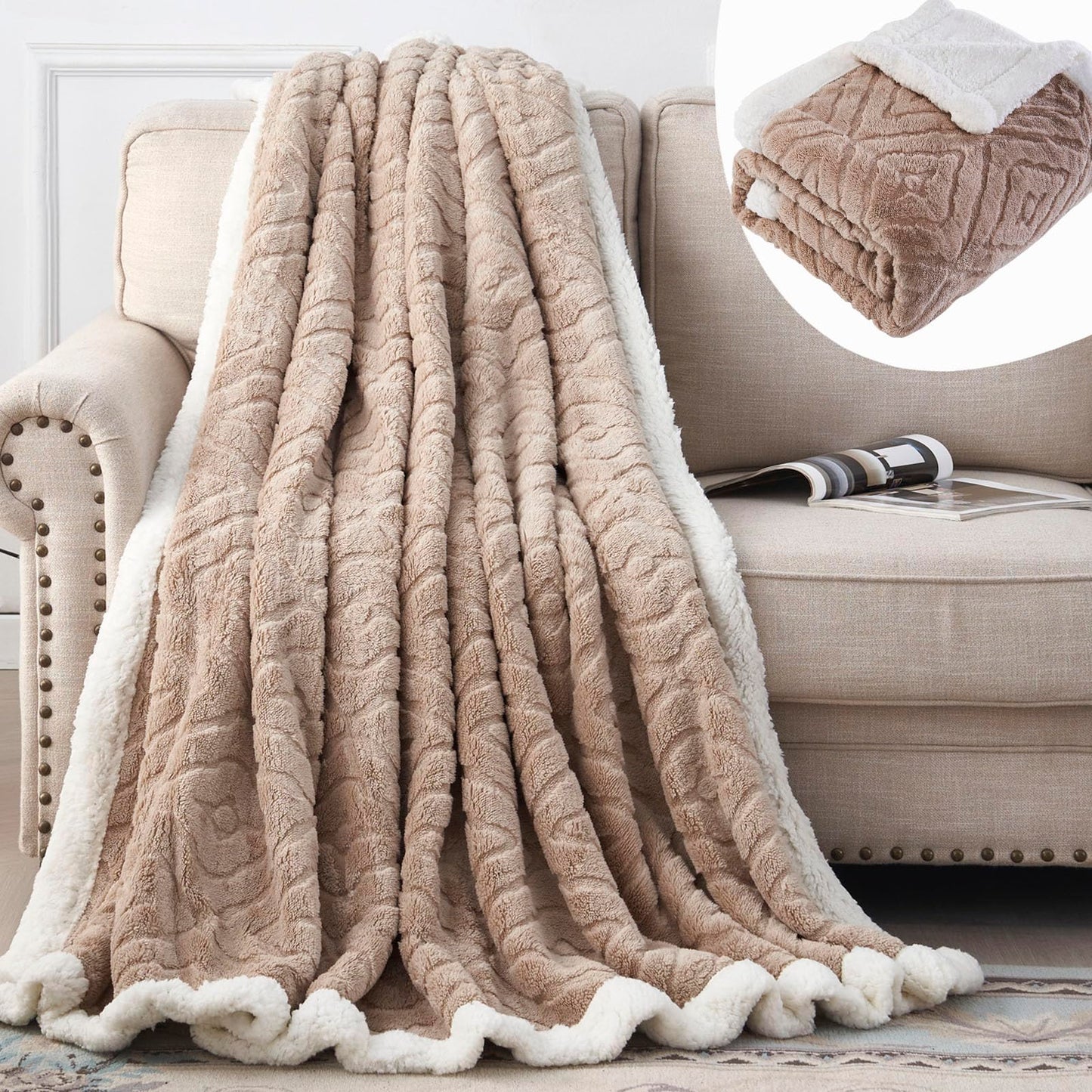 EAQ Cuddly Fluffy Sherpa Flannel Sofa Throw Blanket Sofa Blanket Double Face Extra Soft Living Room Sofa Throw Couch Blanket for Bed Sofa (Grey, 150 x 200 cm)