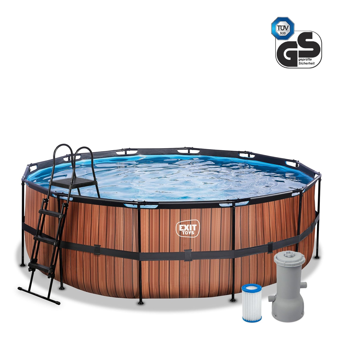 EXIT Toys Soft Grey Pool - 300x200x65cm - Rechteckiger, Kompakter Rahmenpool mit Kartuschenfilterpumpe - Leicht Zugänglich - Für Kleinkinder Geeignet - Starker Rahmen - Einzigartiges Design - Grau