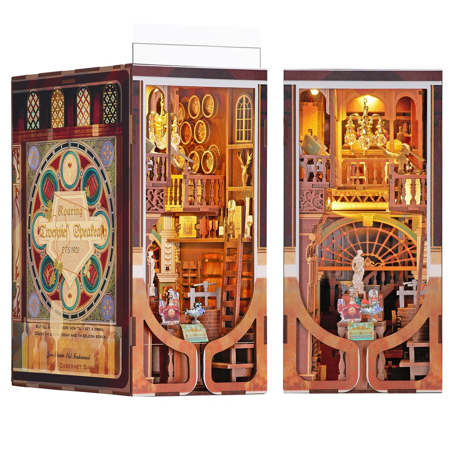MiniCity Book Nook Kit, DIY Miniature Dollhouse Booknook Kit, 3D Wooden Puzzle Bookend Bookshelf Insert Decor for Teenagers and Adults (Library of Gods Max)