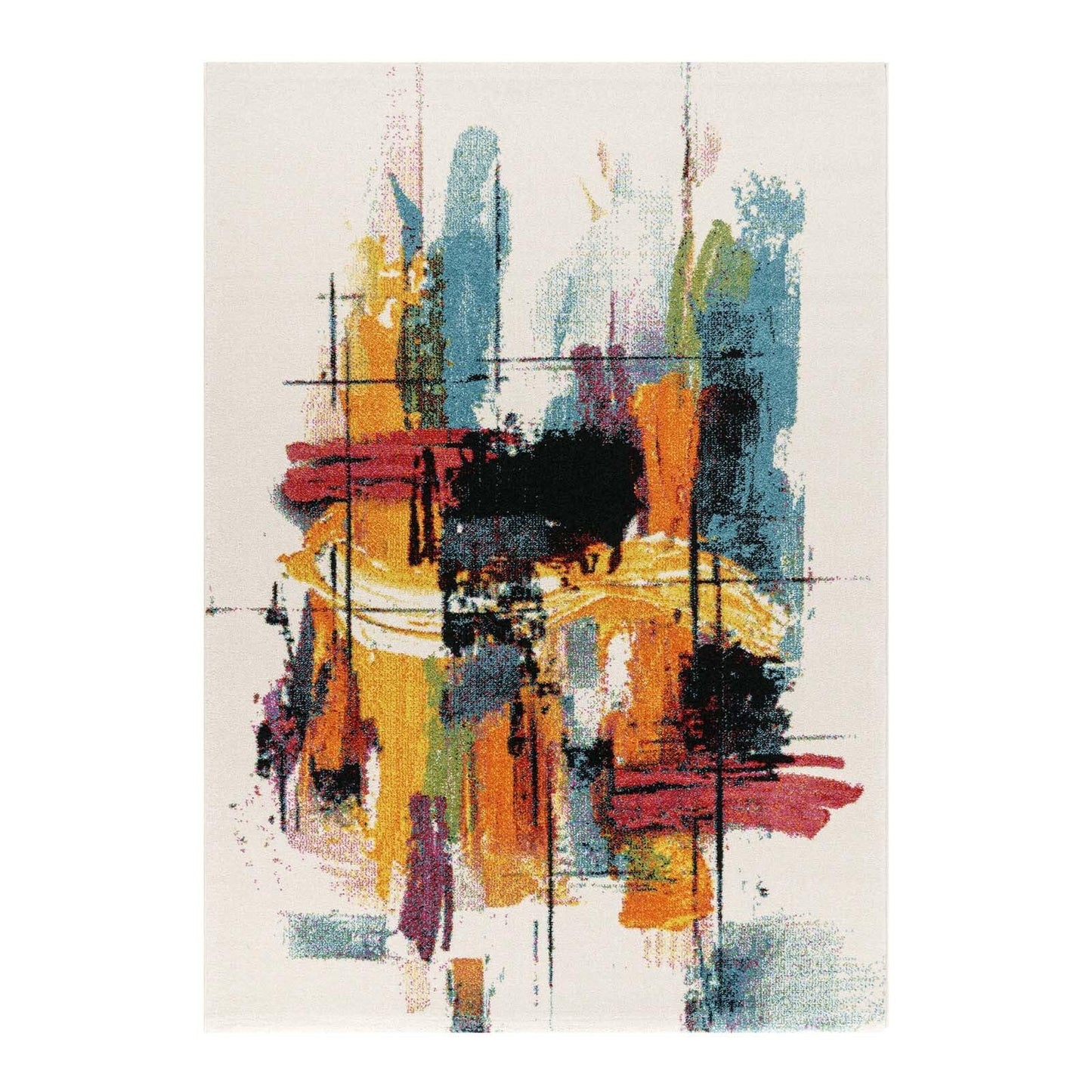 Taracarpet Moderner Designer Kurzflor Teppich bunt Multi fürs Wohnzimmer Schlafzimmer und Kinderzimmer Vision Graffiti 120x170 cm