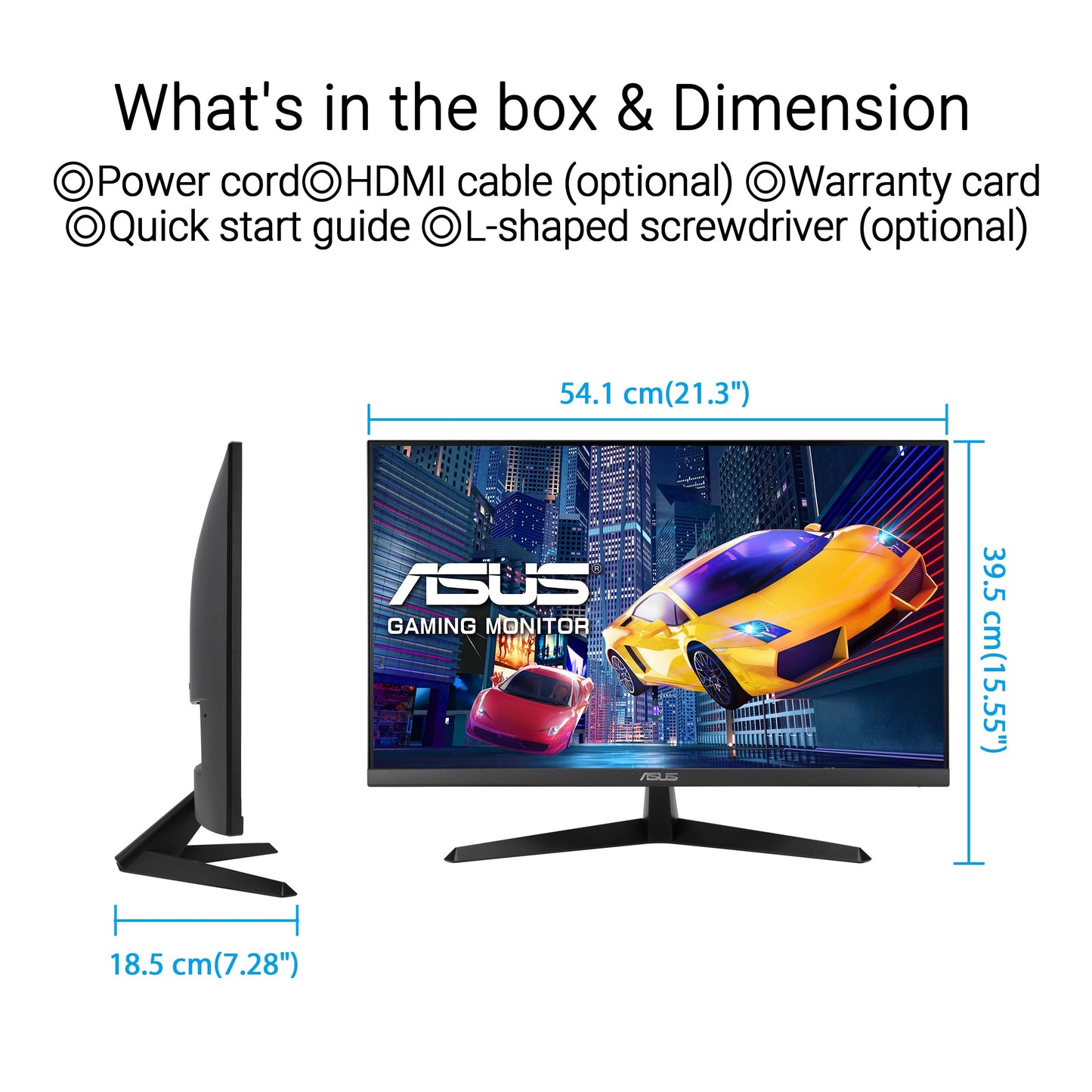 ASUS Eye Care VY279HGR - 27 Inch Full HD Monitor - 120 Hz, 1ms MPRT, AdaptiveSync, GameFast Input - IPS Panel, Vesa 100x100, 16:9, 1920x1080, HDMI, D-Sub