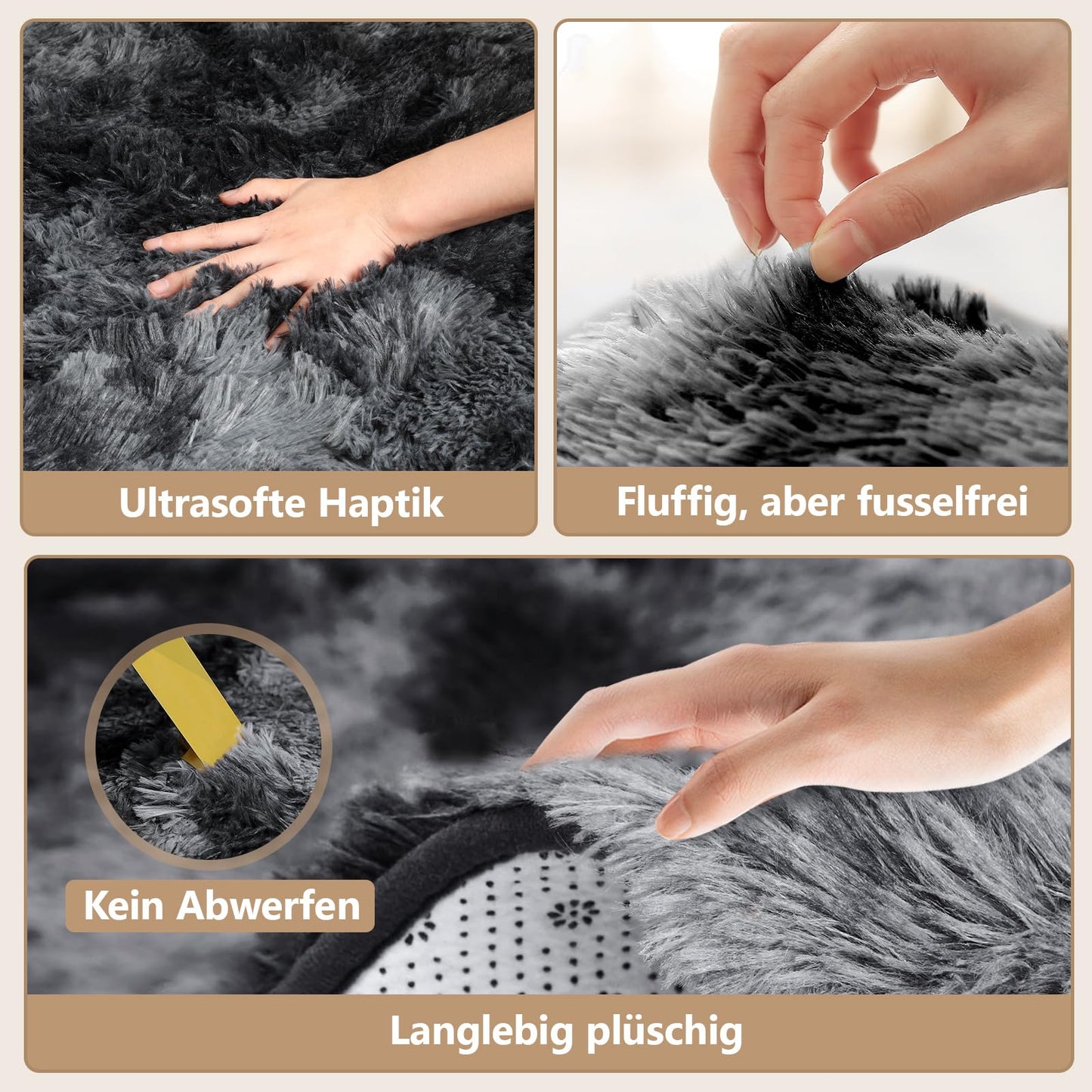 ZRSDIXKI Living Room Rugs 160 x 230 cm, Extra Large Shaggy Soft Rug, Fluffy Area Carpet, Modern Tie-dye Carpet, Washable Rugs for Home Decor, Bedroom, Dorm, Kids Room Lounge Office, Dark Grey