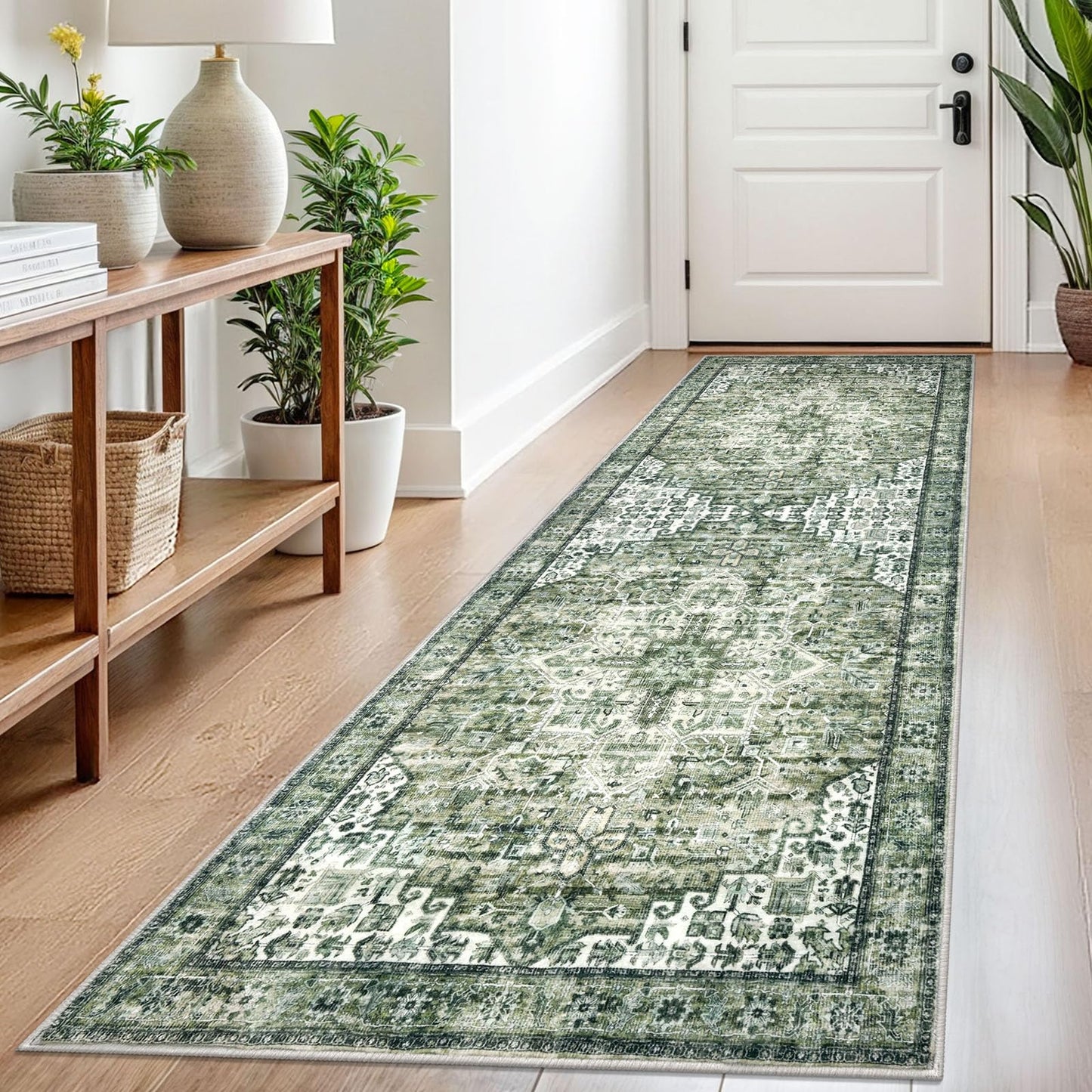 2x3 Blue Washable Rug for Entrance, Soft Traditional Area Rug, Non-Slip Printed Kitchen Rugs, Low-Pile Medallion Indoor Door Mat, Small Farmhouse Carpet for Entryway Kitchen Foyer Bedside
