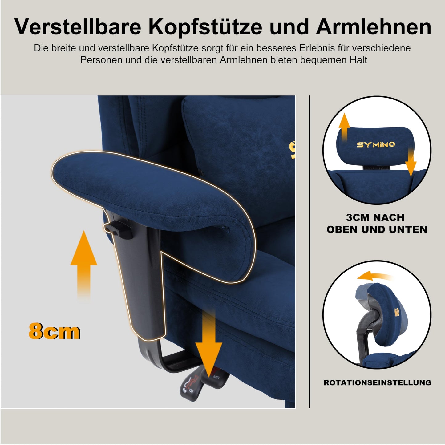 Symino Gaming Stuhl Chefsessel Bürostuhl Ergonomisch, Wildlederimitat Schreibtischstuhl mit Fußstütze Höhenverstellbarer Office Chair Computerstuhl 130kg, Schwarz