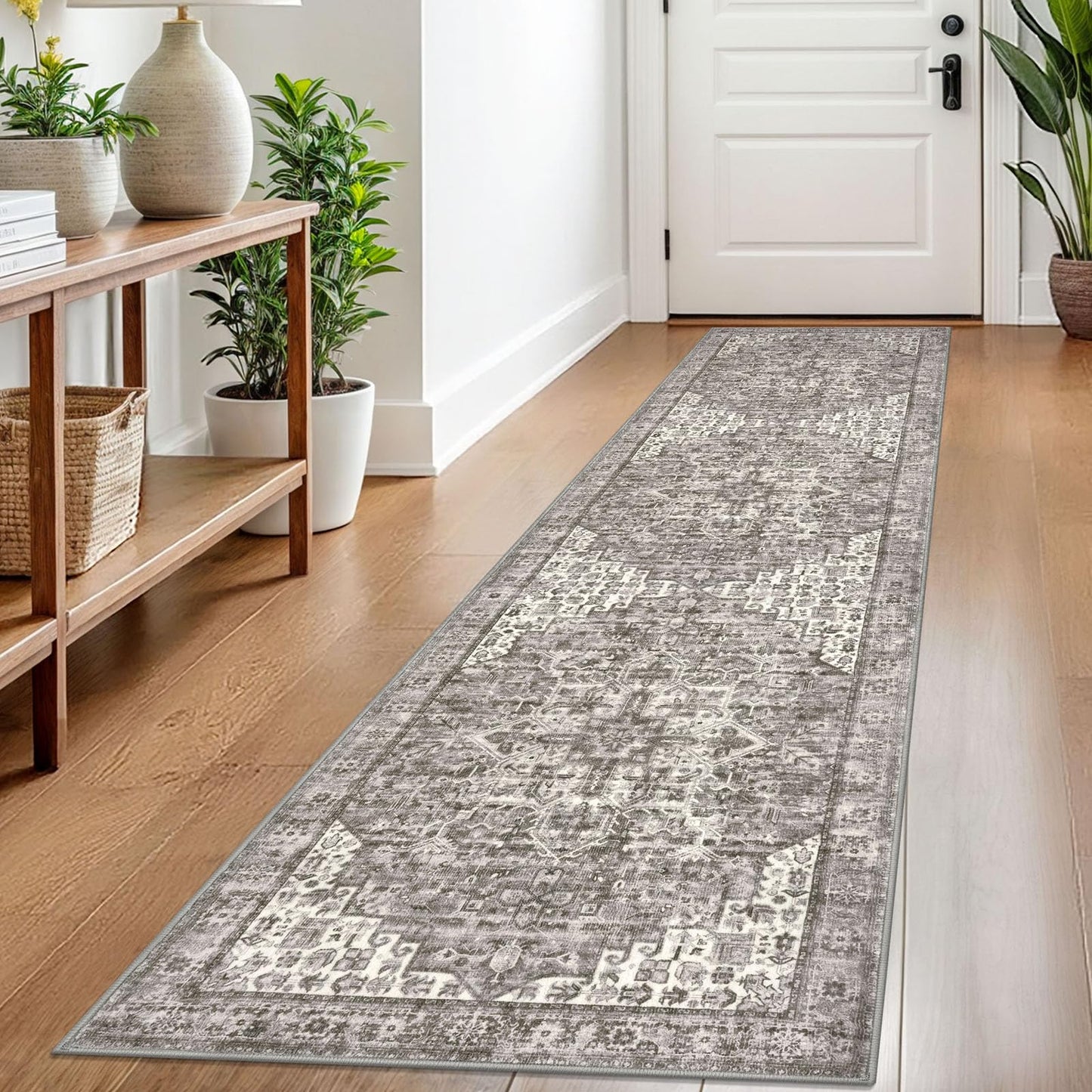 2x3 Blue Washable Rug for Entrance, Soft Traditional Area Rug, Non-Slip Printed Kitchen Rugs, Low-Pile Medallion Indoor Door Mat, Small Farmhouse Carpet for Entryway Kitchen Foyer Bedside