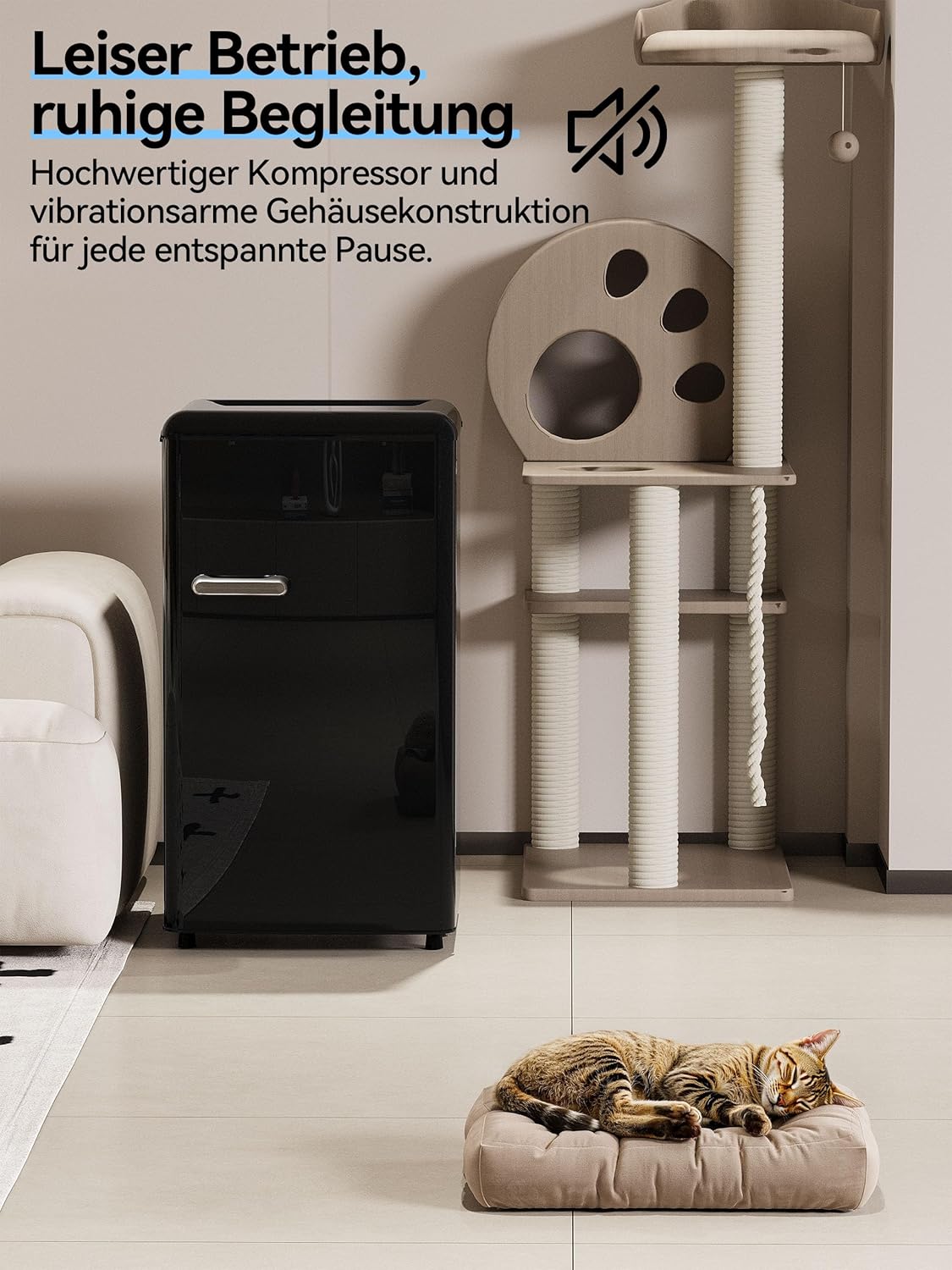 Devoko Fridge with Freezer, 75 L Retro Design Mini Fridge Small, Adjustable Thermostat, Quiet, Suitable for Home, Office and Hotel, Black