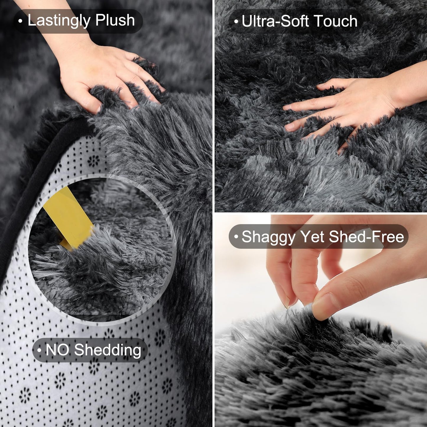 ZRSDIXKI Living Room Rugs 160 x 230 cm, Extra Large Shaggy Soft Rug, Fluffy Area Carpet, Modern Tie-dye Carpet, Washable Rugs for Home Decor, Bedroom, Dorm, Kids Room Lounge Office, Dark Grey