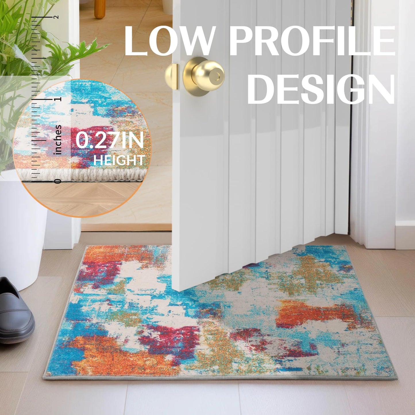 UMINEUX Washable Area Rug 5'x7' Large Modern Abstract Living Room Rug with Anti-Slip Rubber Backing, Ultra Soft Low Pile Rugs Carpet for Dining Room Bedroom Home Office Decor