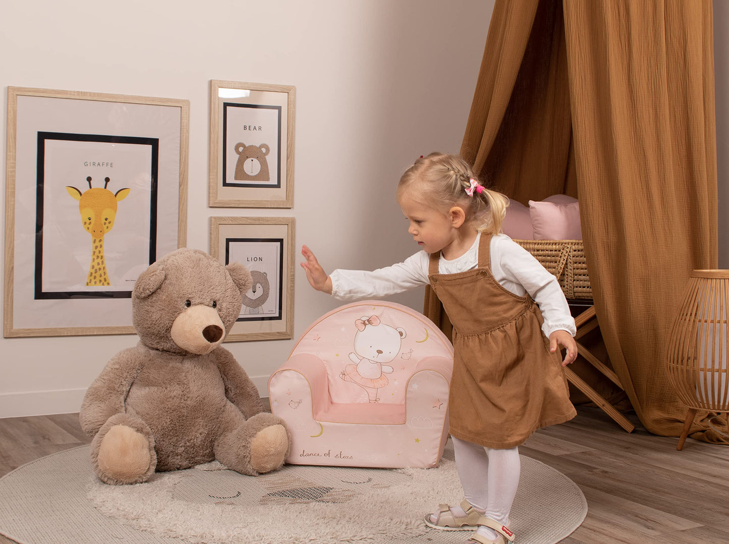 Delsit Kinder Sessel mit Schaumstofffüllung - Kindersessel Mädchen und Jungen Babysessel mit Abnehmbarem Bezug - Sessel für Kinder - Kindermöbel - 9 Monate bis 4 Jahre - DT8-17123