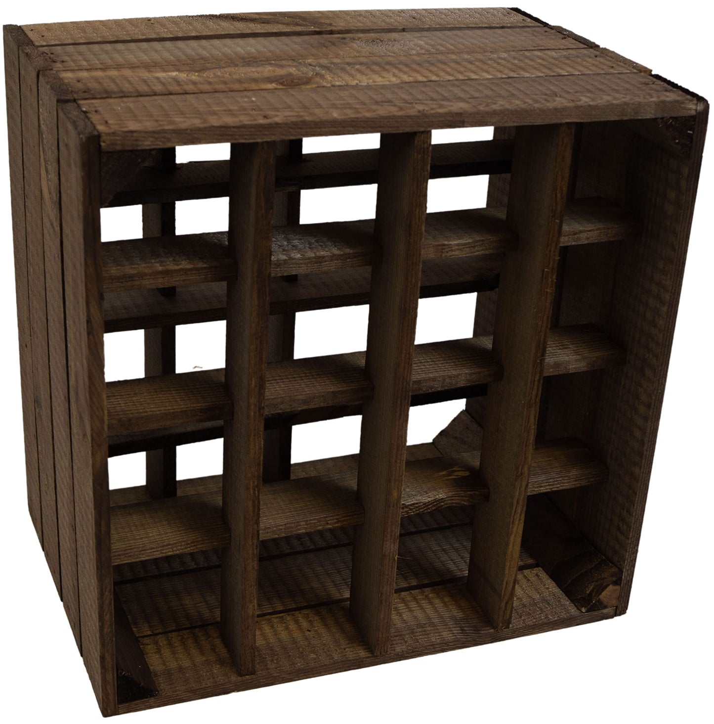 Kistenkolli Altes Land Weinregal 16er weiß/Natur/geflammt Maße 40x40x27cm Regalkiste Flaschenablage Weinregal Apfelkiste/Weinkiste (Weinregal 16er weiß)