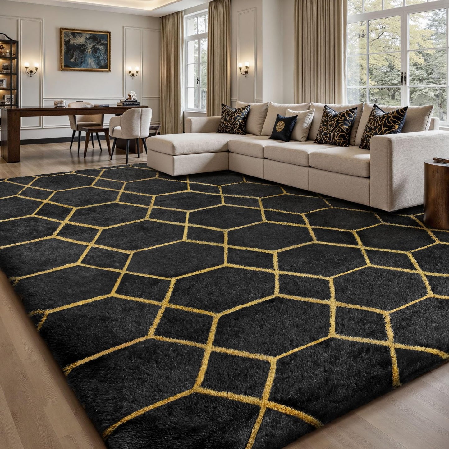 Sour Lemon Hochflor Teppich Grau Carpet Wohnzimmer 240x300 Waschbar Anti-Rutsch Extra Große Teppiche Schlafzimmer Flauschige Moderne Teppiche Matte Teppichen für Schlafzimmer Kinderzimmer