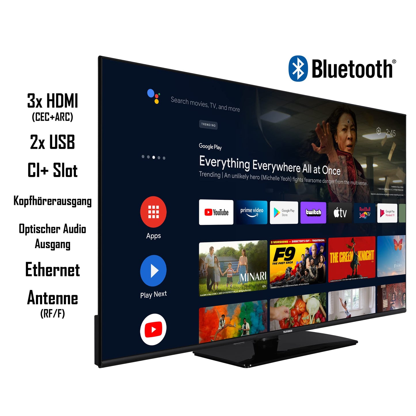 TELEFUNKEN QLED TV 32 Inch TV Full HD Android Smart TV (HDR, Triple Tuner, Bluetooth) QF32AN750S