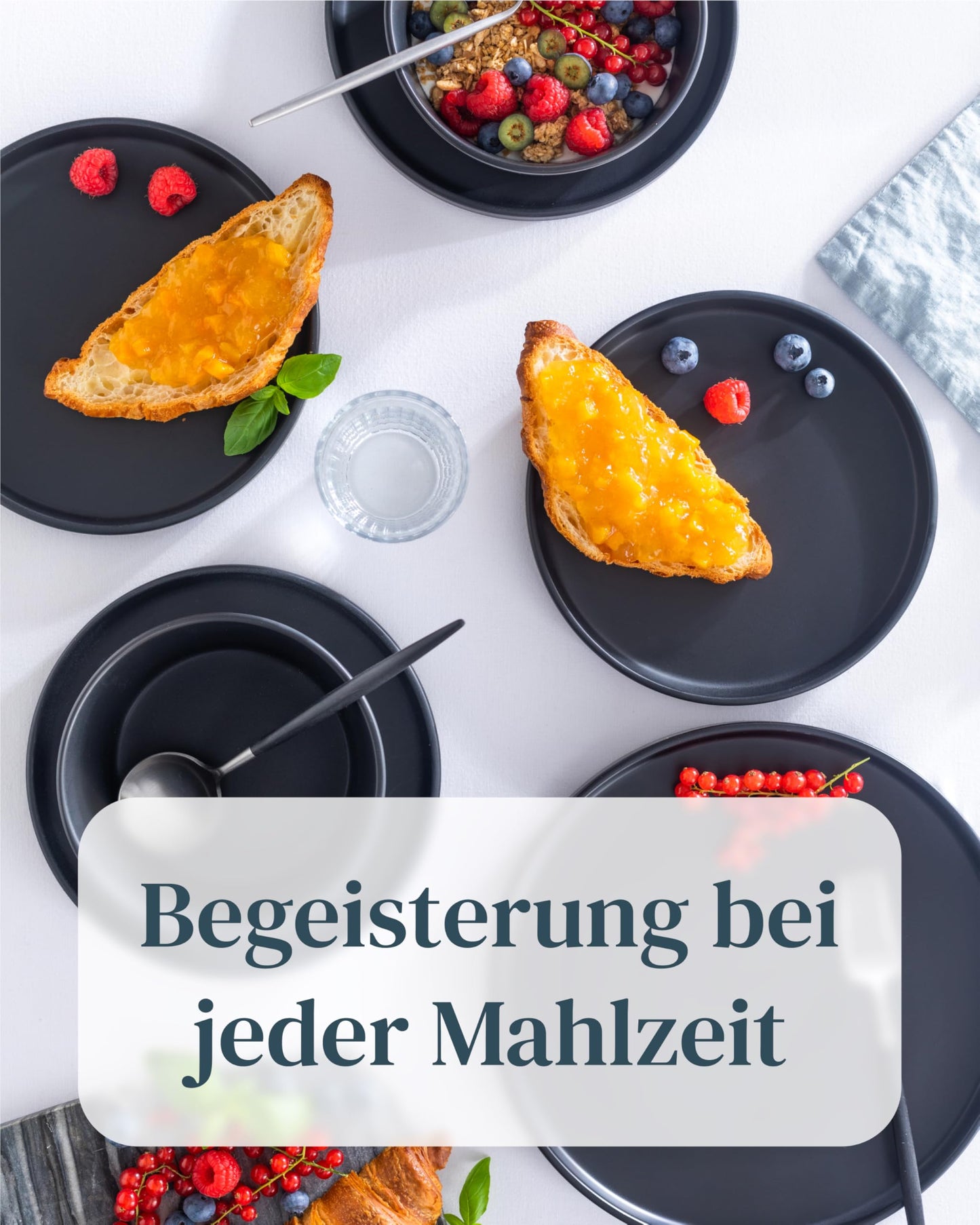 Steingut Geschirrset 6 Personen Manhattan 24 tlg. TESTSIEGER, Cooles Urbanes Steingut Geschirr Set, Schüssel- und Teller Set, Tafelservice 6 Personen, Geschirrsets Pure Living in matt Schwarz