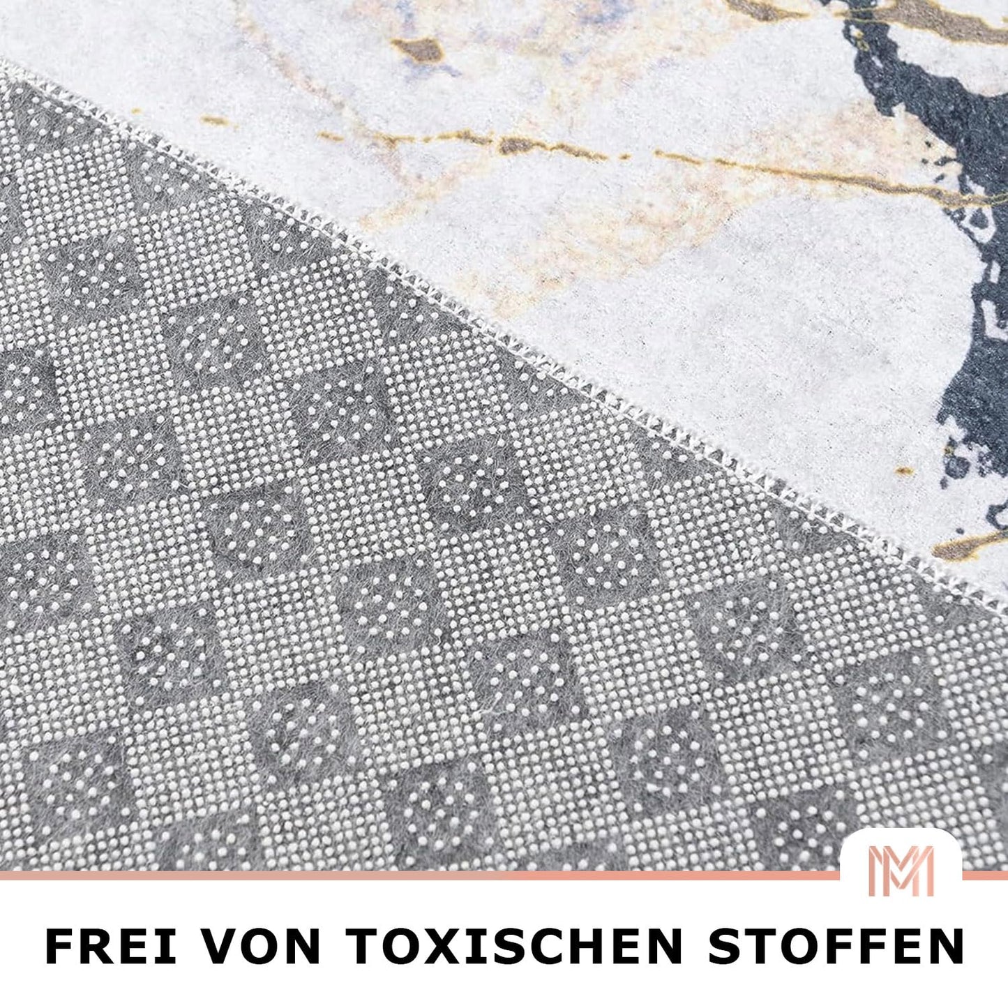 Mazovia Modern Teppich - Kurzflor Waschbar - Weich Teppich für Wohnzimmer, Schlafzimmer, Esszimmer – Teppiche Marmor Abstrakt Muster - Schwarz Gold 160 x 230 cm