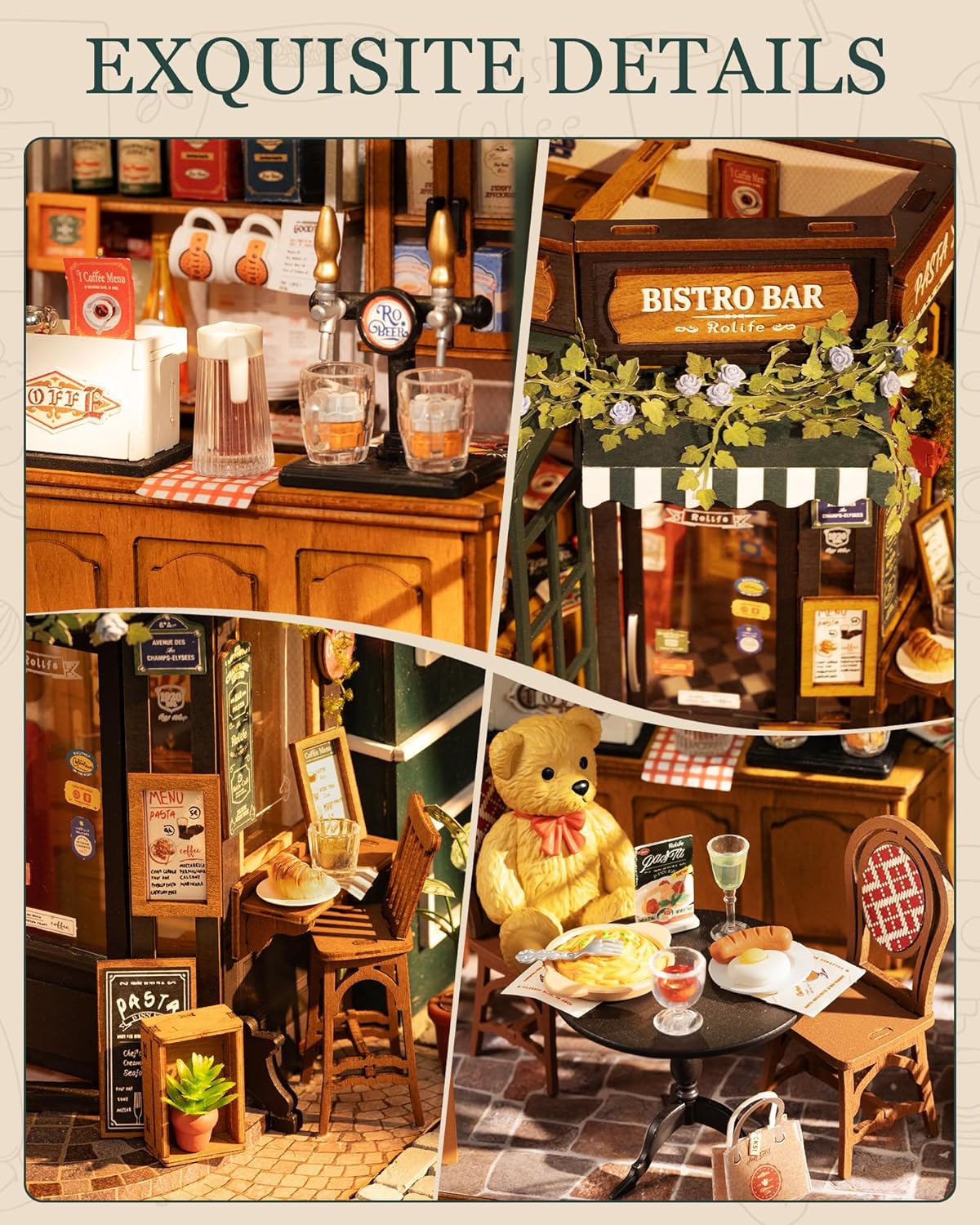 Rolife Miniatur Haus Selber Bauen Tipsy Restaurant - DIY Puppenhaus Tiny House Bausatz Mini Haus Home Desk Bücherregal Dekoration Idee