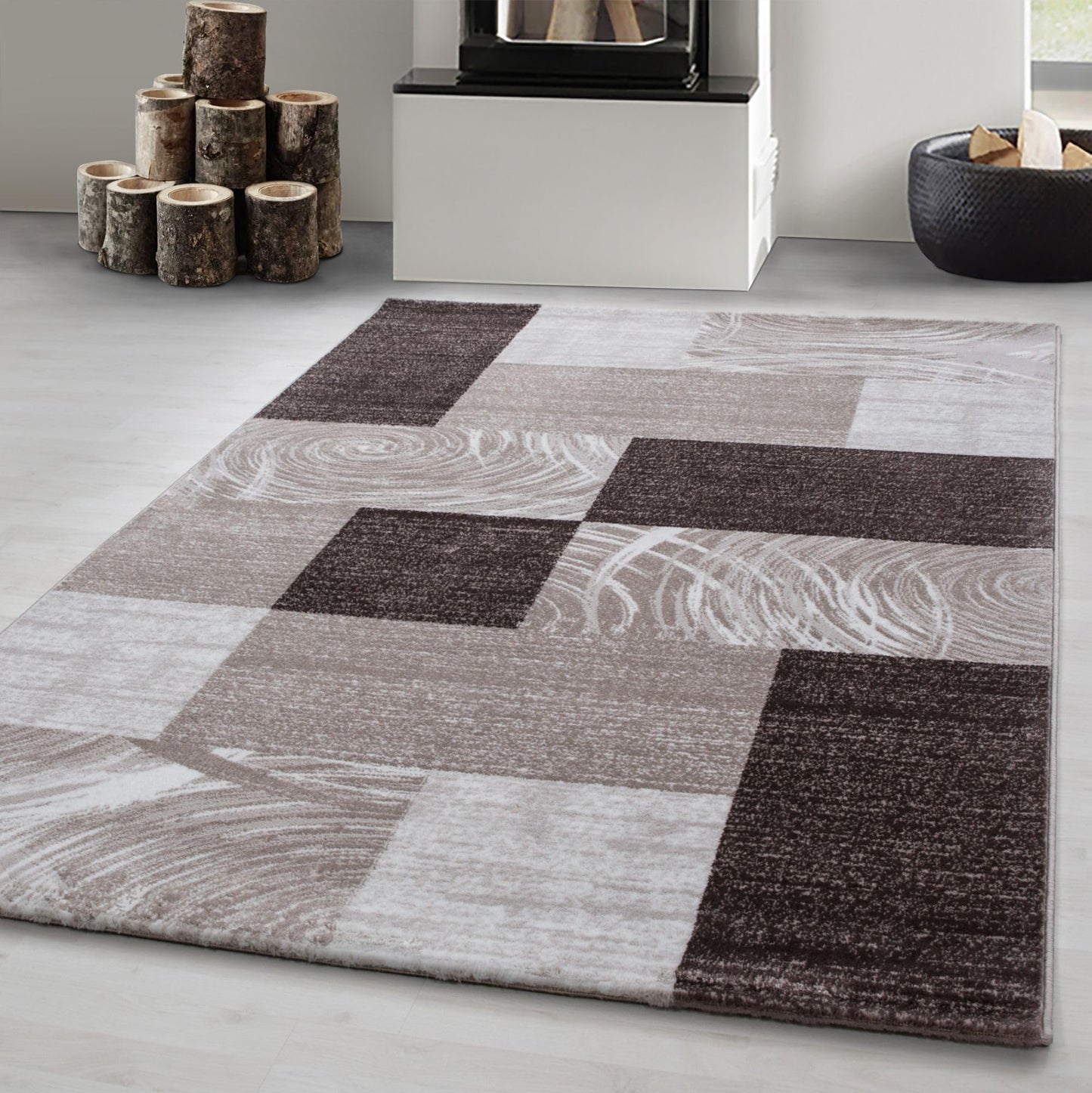 Carpetsale24 Teppich Wohnzimmer Moderne Abstrakt Wellen Design Schwarz - Grau - Weiß 160 x 230 cm - Kurzflor Schlafzimmer Pflegeleicht Extra Weich - Flauschig Waschbar Esszimmer Küche