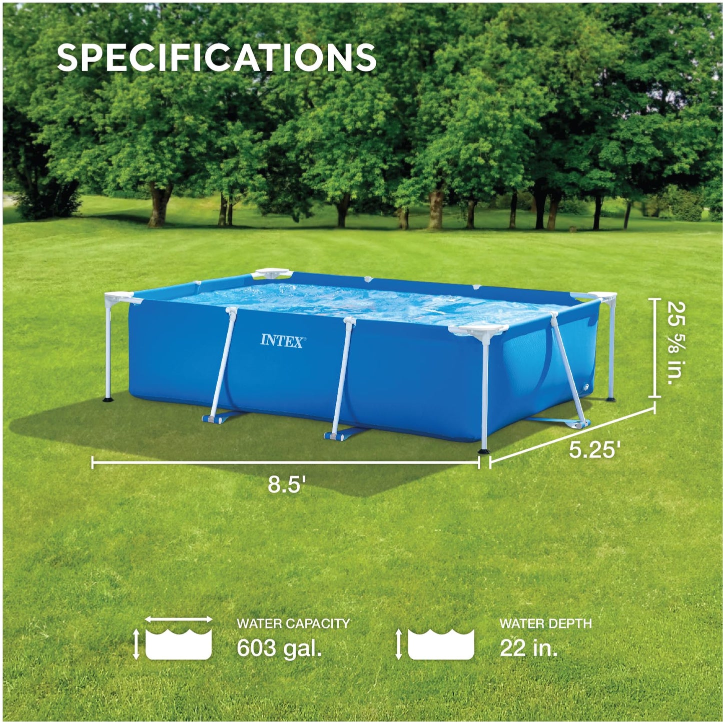 Intex Rectangular Frame Pool, Blau, 300 x 200 x 75 cm