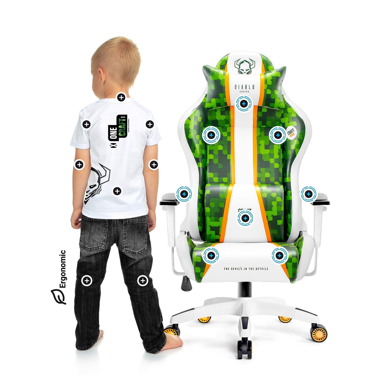 Diablo X-One 2.0 Gaming Stuhl Gamer Chair Bürostuhl Schreibtischstuhl Verstellbare Armlehnen Ergonomisches Design Nacken/-Lendenkissen Wippfunktion Aqua Blue Normal (L)