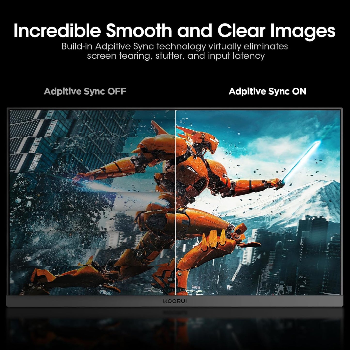 KOORUI Gaming Monitor 27 Zoll, Full HD Rahmenlos Bildschirm 165Hz Adaptive Sync (1ms, VA-Panel, Eye-Care, 1920 x 1080, 2xHDMI 2.0, & DisplayPort 1.4, VESA 75x75mm, DCI-P3 90%)