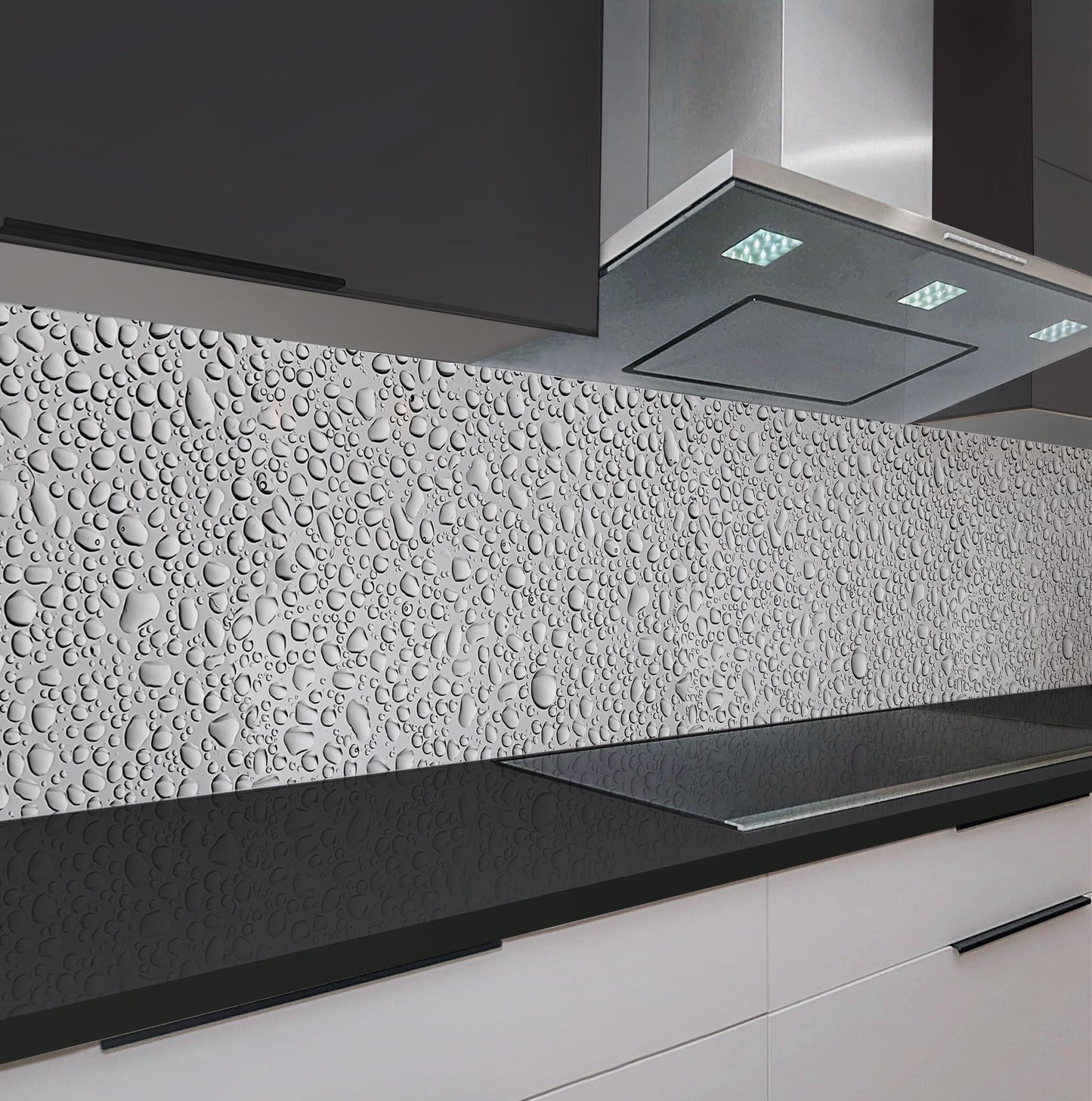 Rodnik Kitchen Splashback, Robust ABS Plastic Monolith Panel in Deluxe Quality, Direct Print, Choice of Motifs (Ice Cubes and Cherries)