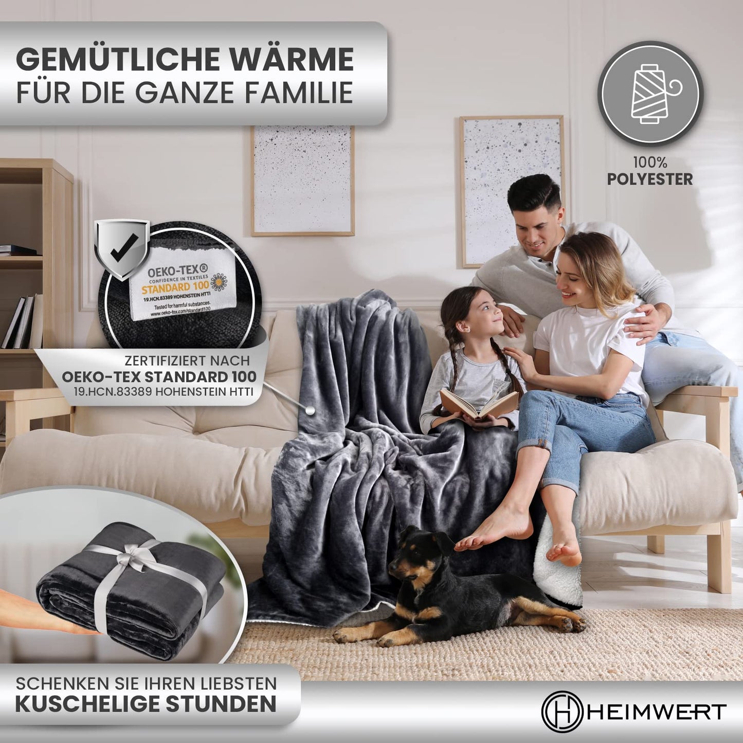 Cuddly Sherpa Wool Blanket - Super Soft Warm Thick Cuddly Blanket Fluffy - Extra Fluffy Fleece Blanket and Bedspread for Couch Bed Sofa (Grey, 150 x 200 cm)