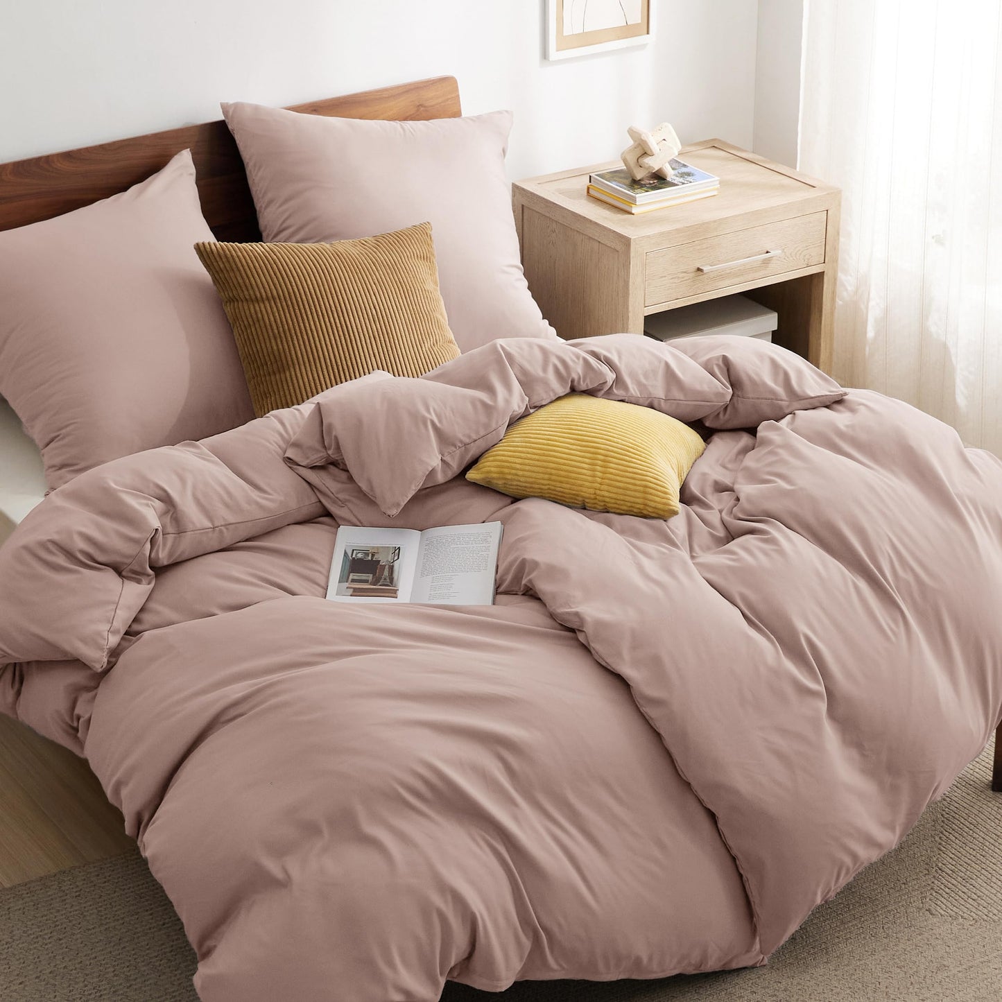Bedsure Bed Linen 135 x 200 cm, 4-Piece Anthracite Bed Linen, 2 Duvet Covers 135 x 200 cm and 2 Pillowcases 80 x 80 cm, Oeko-Tex Bed Linen Sets, Polyester Microfibre with Zip