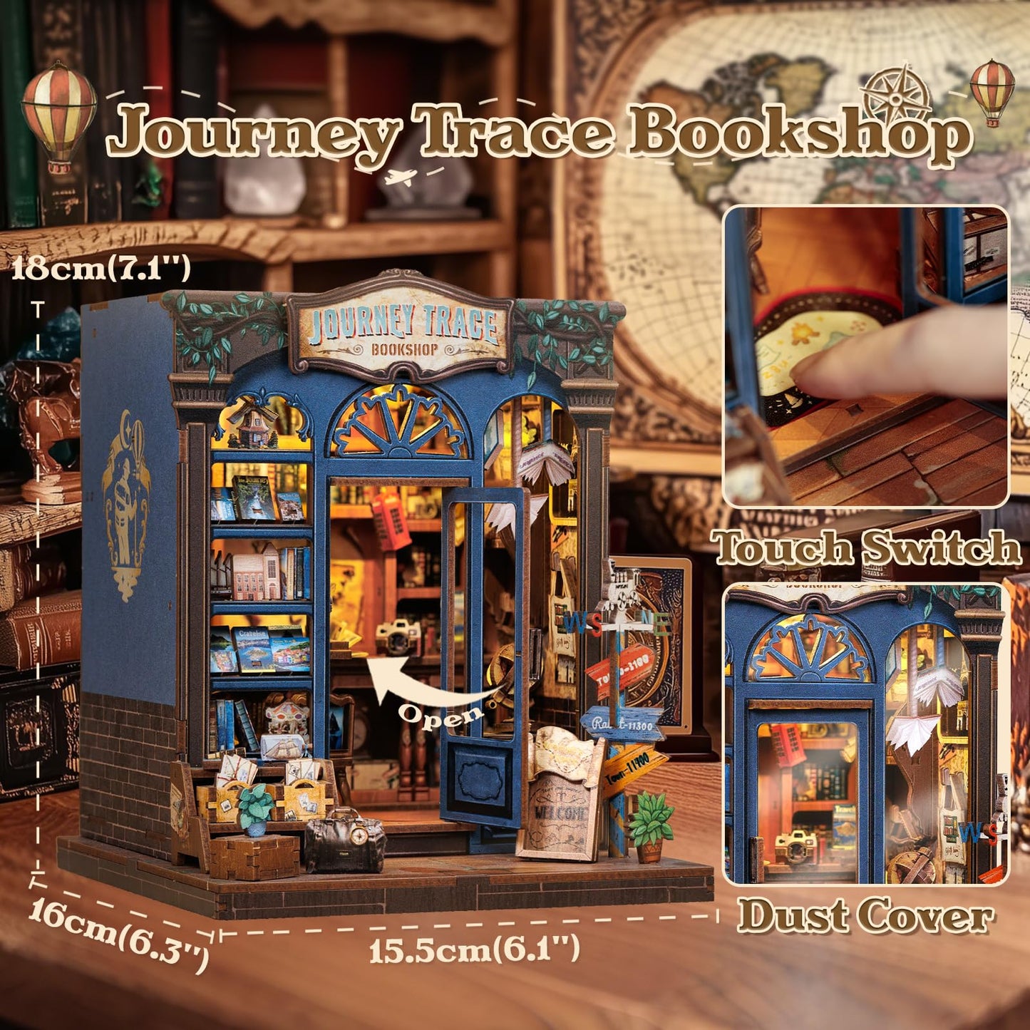 CUTEBEE Book Nook Kit – DIY Puppenhaus Häuser, Miniatur Haus Selber Bauen für Erwachsene, 3D-Holzpuzzle & Buchstütze | Kreatives Set für Bücherregal Dekor | Geschenk,199 PCS (Champs-Élysées Florist)