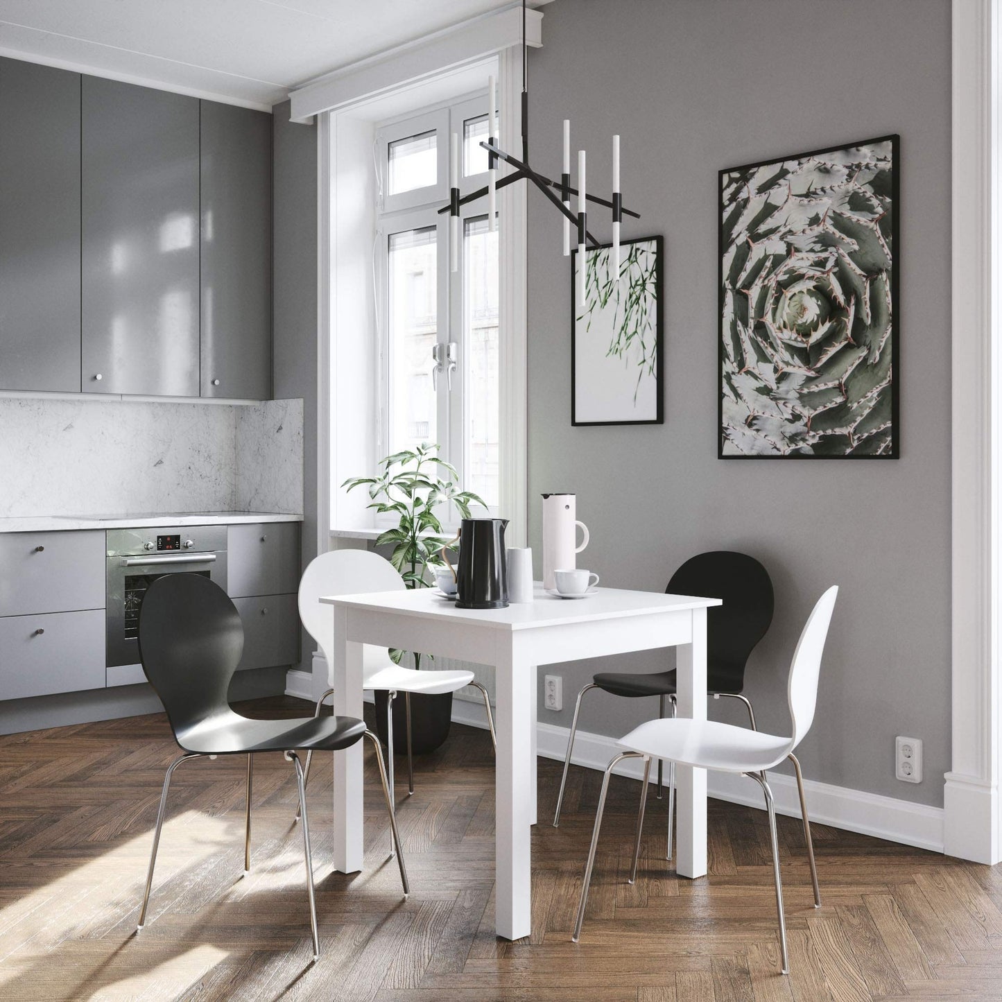 Newfurn Dining Table Wild Oak Dining Room Table Kitchen Table Dining Table II 120 x 76.5 x 70 cm (W x H x D) Extendible up to 160 cm including 40 cm Table Top Anthracite Kitchen Table Dining Table