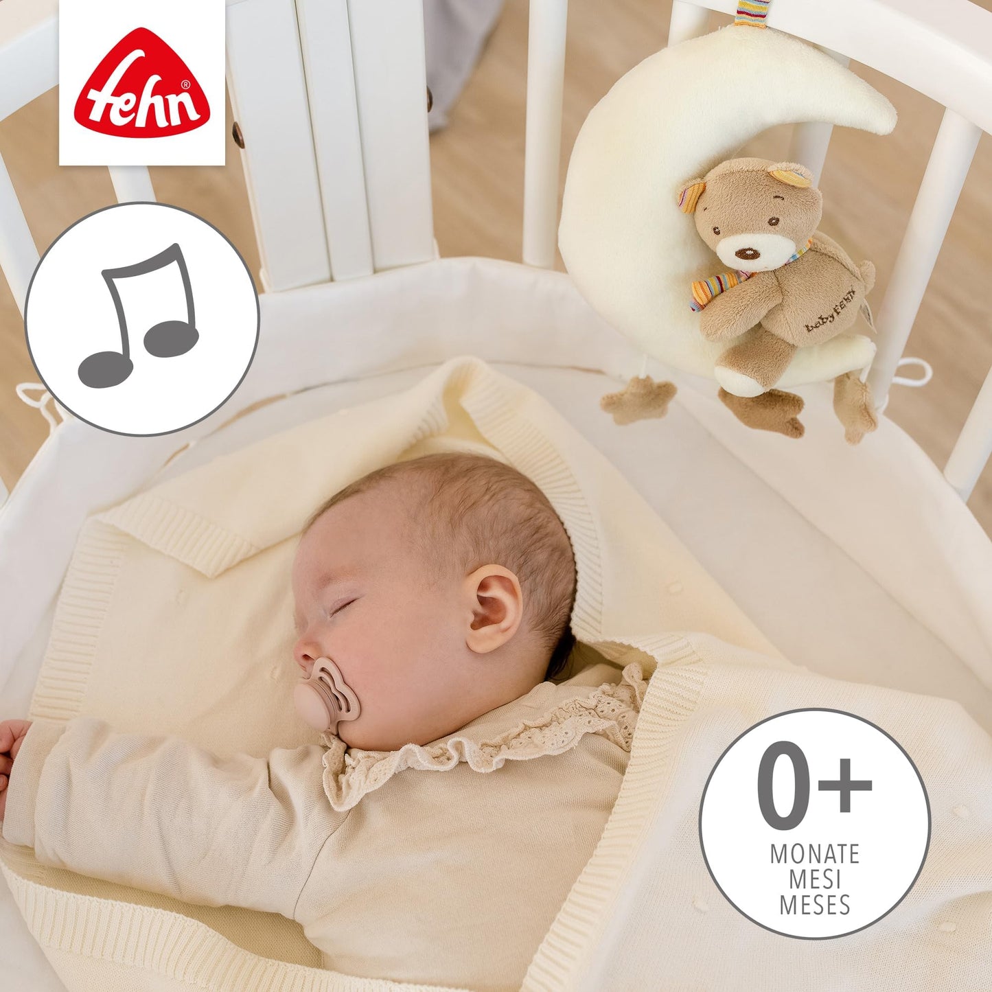 Fehn Wind Up Musical Box Rainbow Teddy